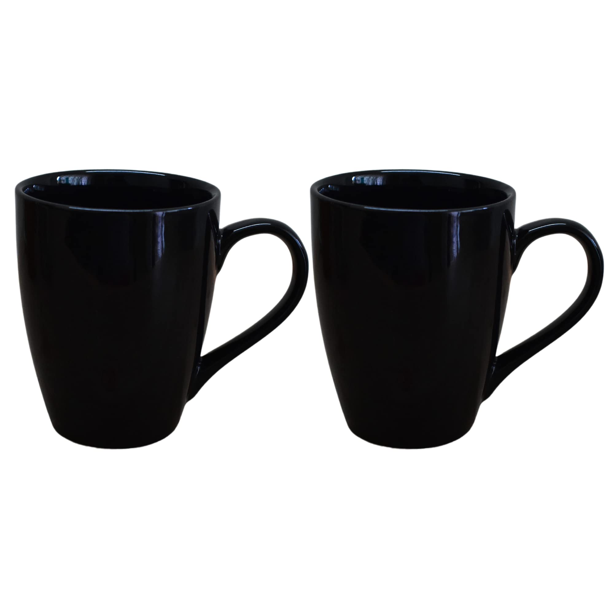 Kunhar Ceramic Coffee Mug, Ceramic Milk Mug - 350 Ml, 2 Pieces, Black Shine