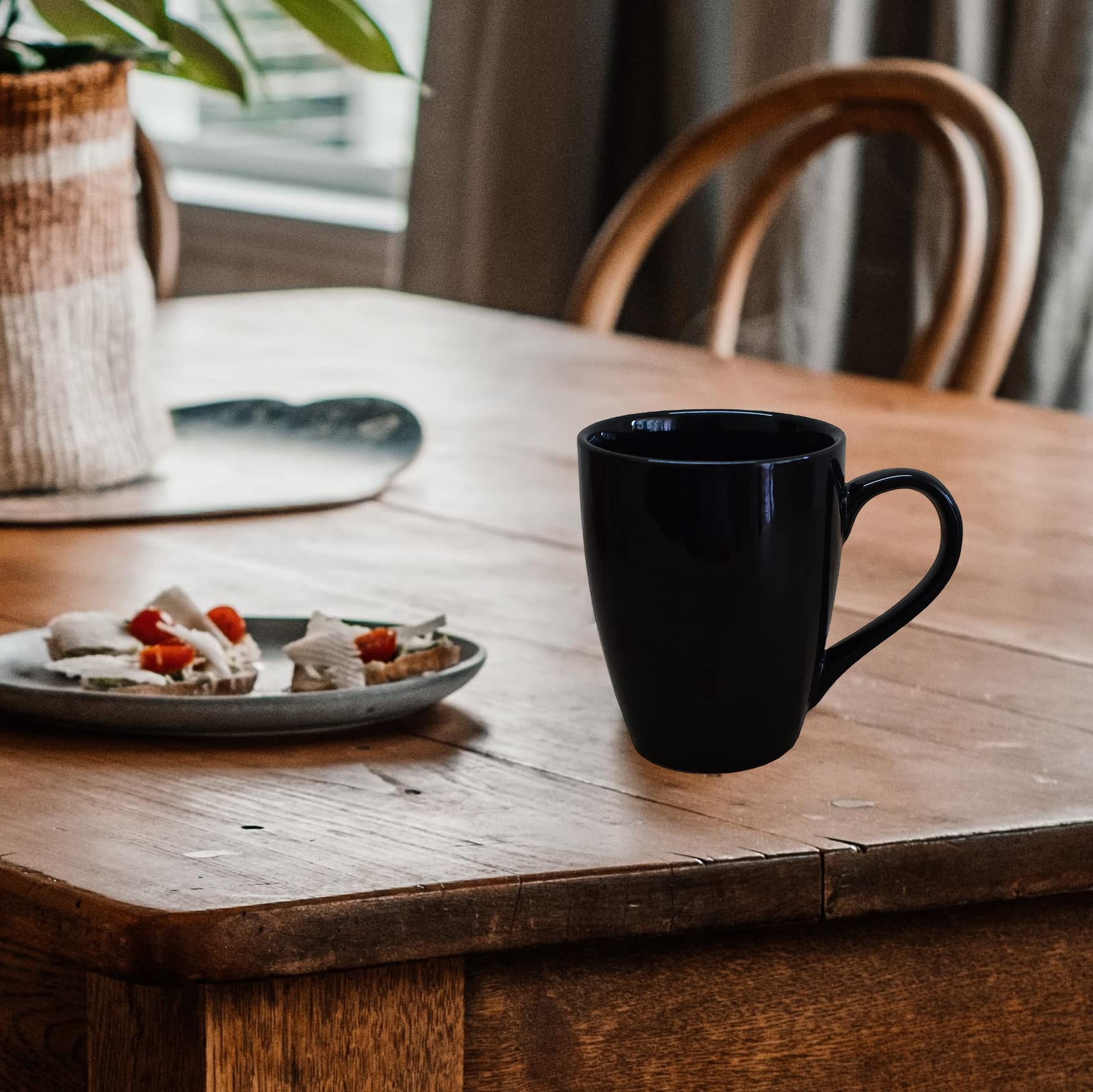 Kunhar Ceramic Coffee Mug, Ceramic Milk Mug - 350 Ml, 2 Pieces, Black Shine