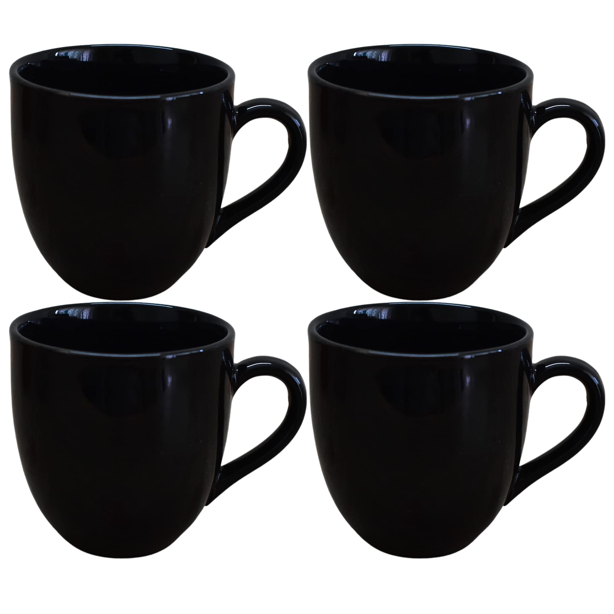 Kunhar Ceramic Coffee Mug, Ceramic Milk Mug - 250 Ml, 4 Pieces, Black