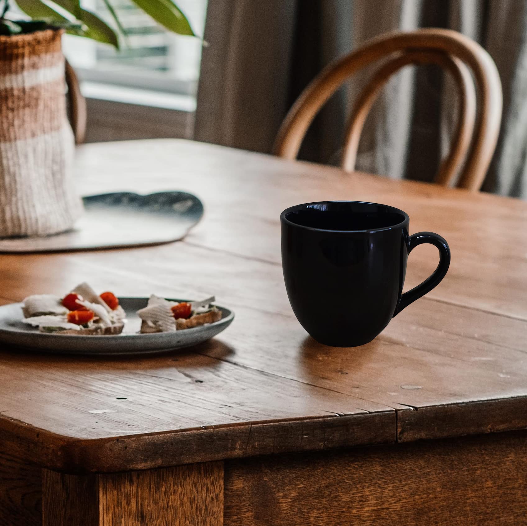 Kunhar Ceramic Coffee Mug, Ceramic Milk Mug - 250 Ml, 4 Pieces, Black