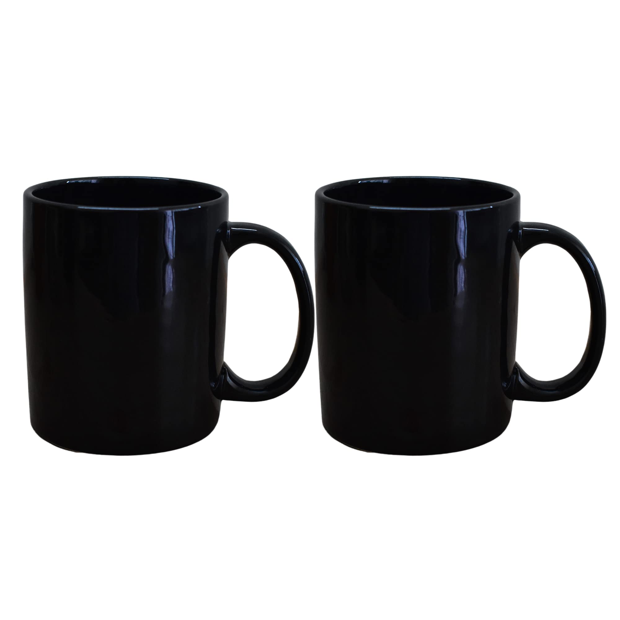 Kunhar Ceramic Coffee Mug, Ceramic Milk Mug - 350 Ml, 2 Pieces, Black