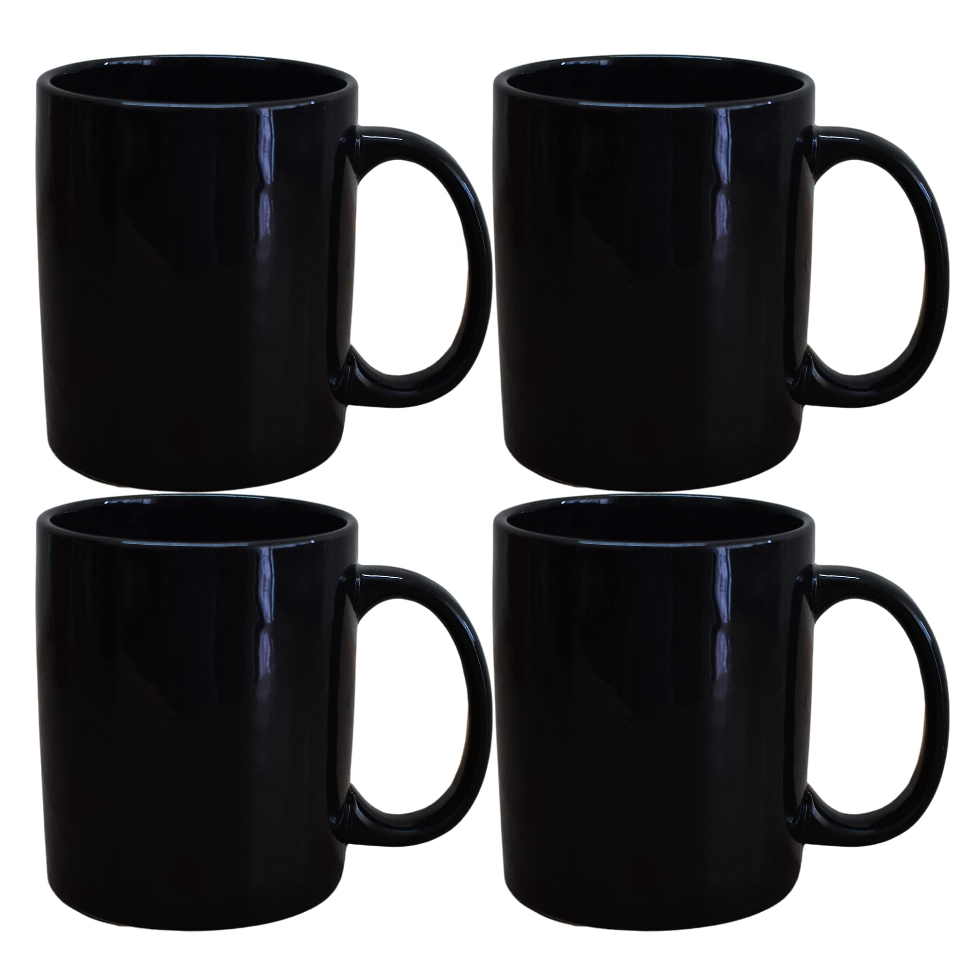 Kunhar Ceramic Coffee Mug, Ceramic Milk Mug - 350 Ml, 4 Pieces, Black