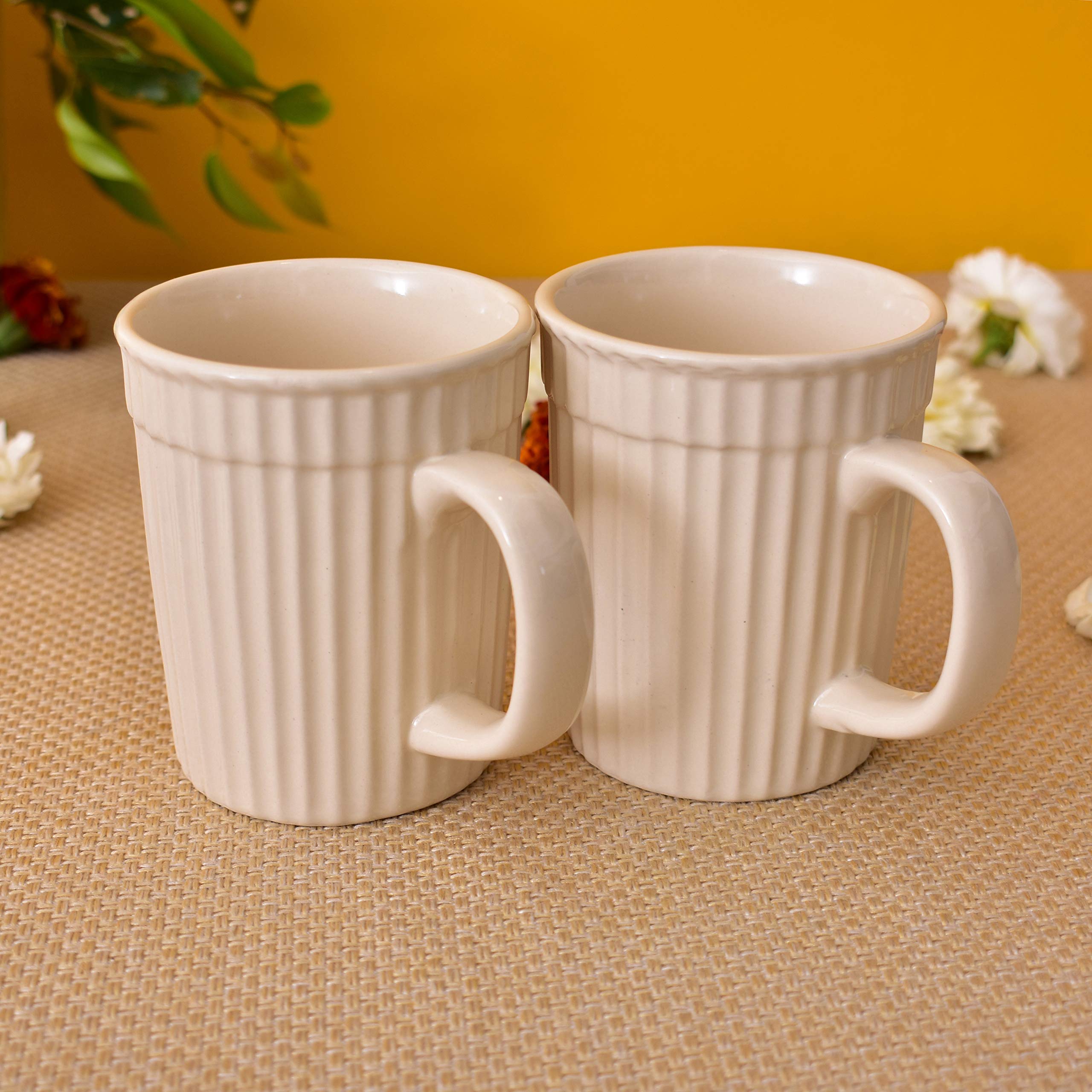Kunhar Ceramic Coffee Mugs - 2 Piece, Wheat, 290ml