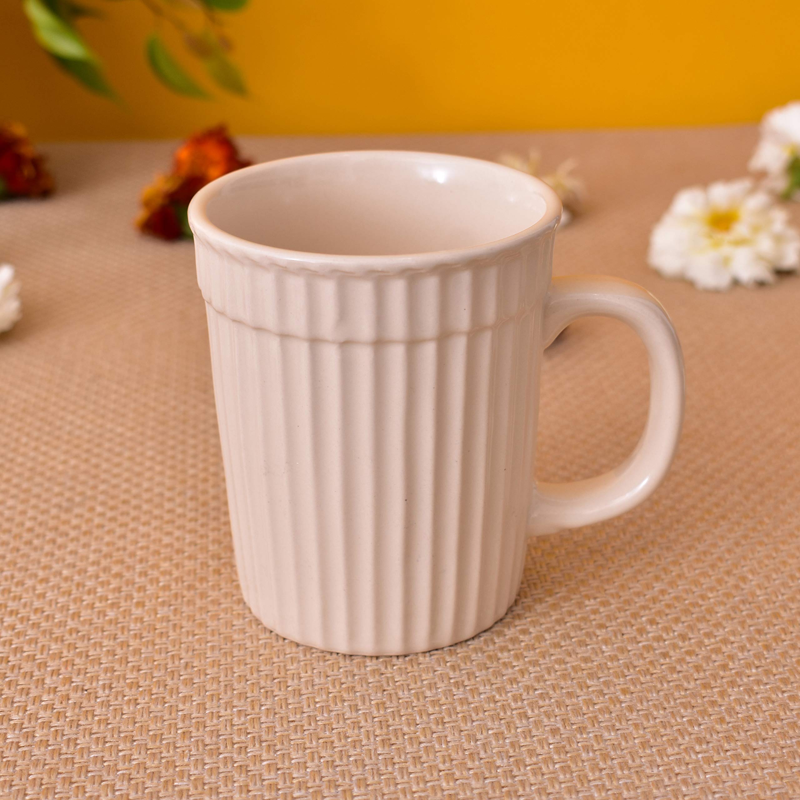 Kunhar Ceramic Coffee Mugs - 1 Piece, Wheat, 290ml