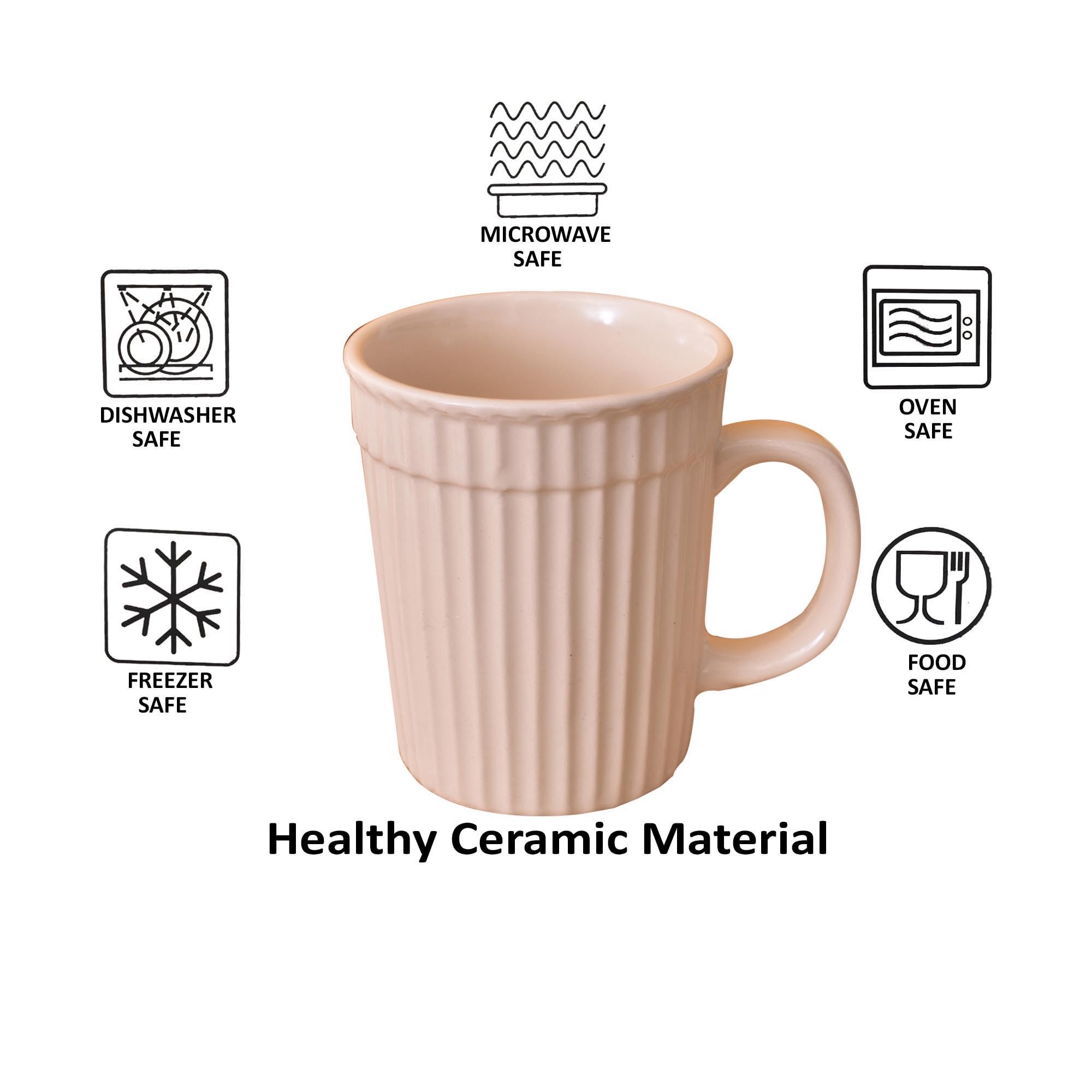 Kunhar Ceramic Coffee Mugs - 1 Piece, Wheat, 290ml