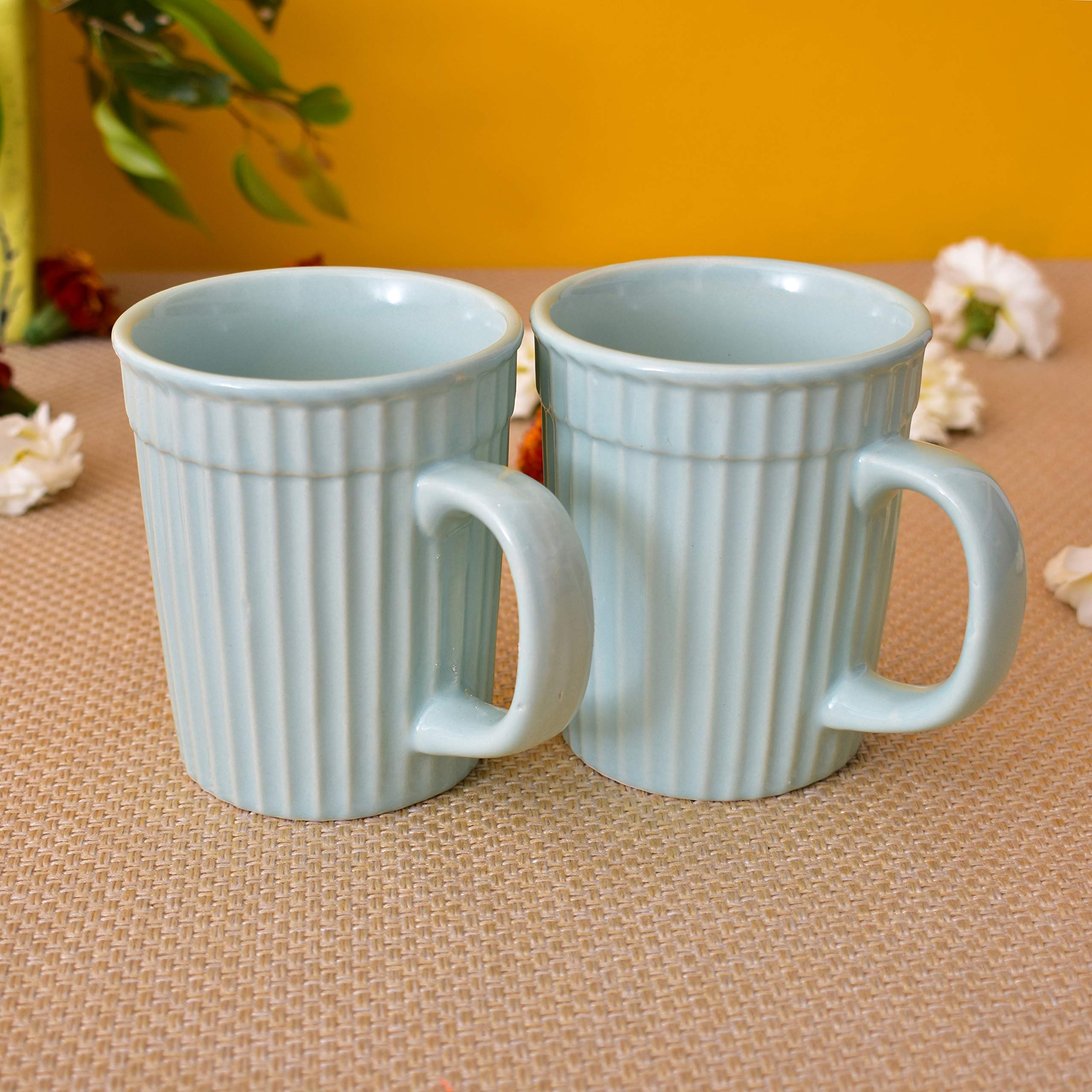 Kunhar Ceramic Coffee Mugs - 2 Piece, Cadet Blue, 290ml