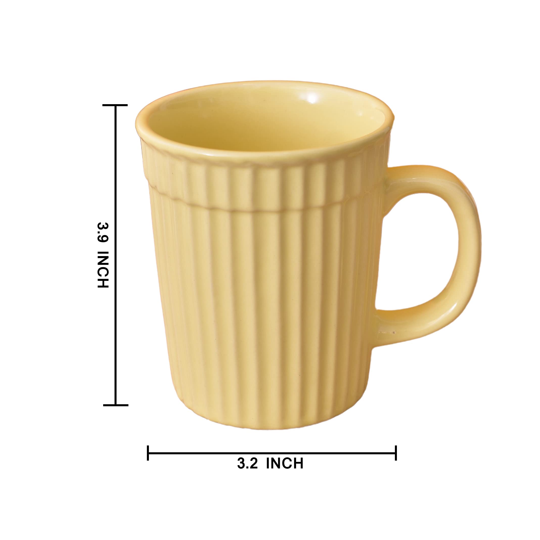 Kunhar Ceramic Coffee Mugs - 1 Piece, Lemon, 290ml