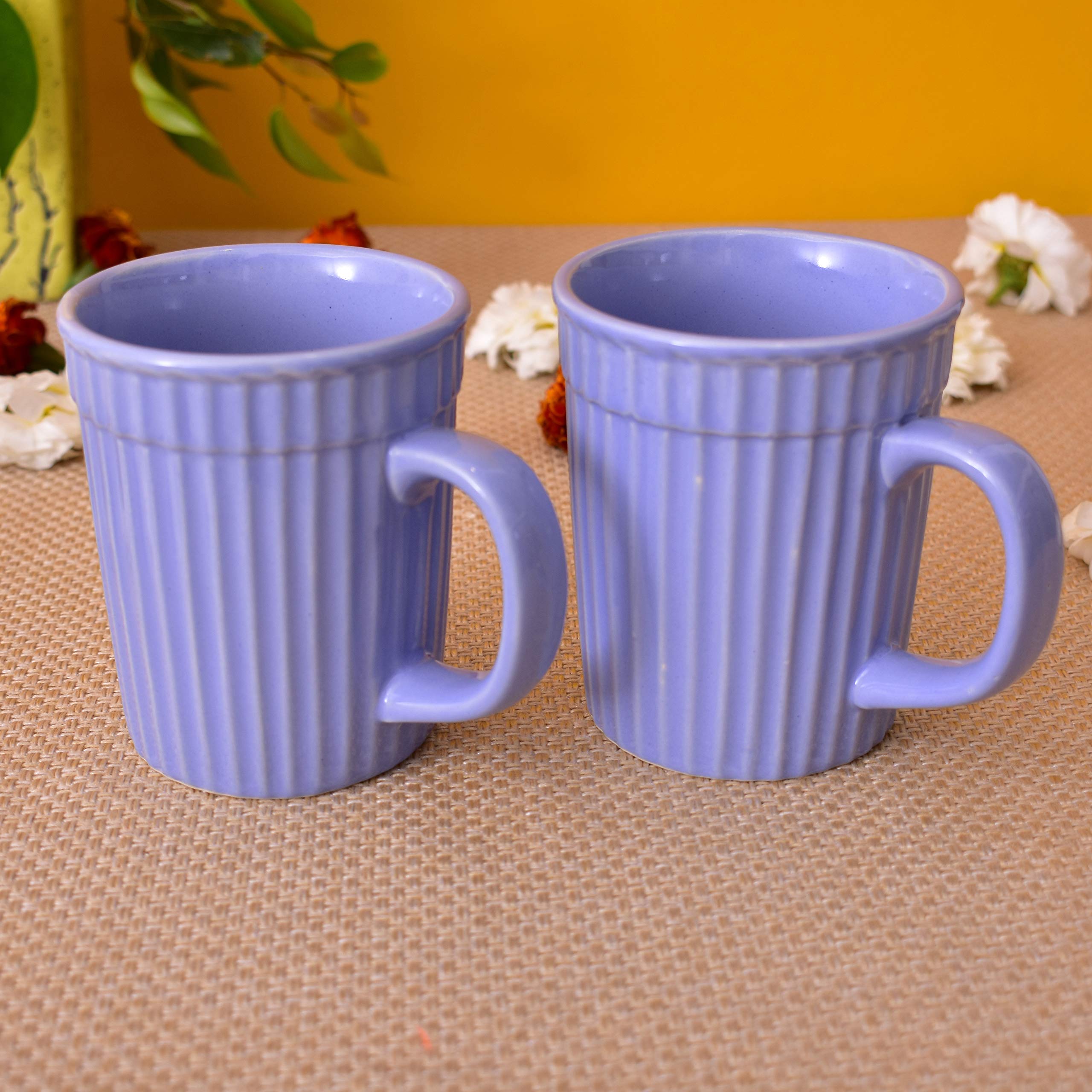 Kunhar Ceramic Coffee Mugs - 2 Piece, Cornflower Blue, 290ml