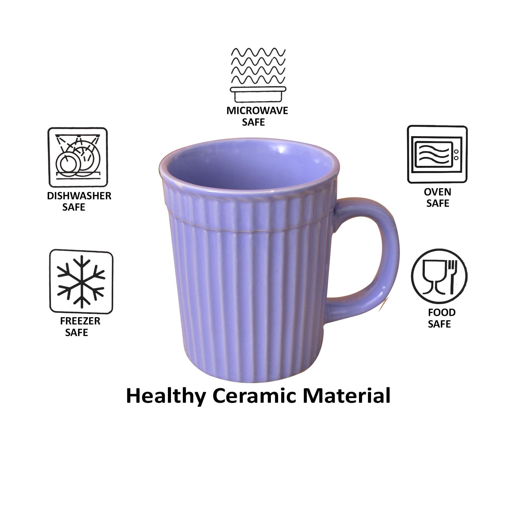 Kunhar Ceramic Coffee Mugs - 1 Piece, Cornflower Blue, 290ml