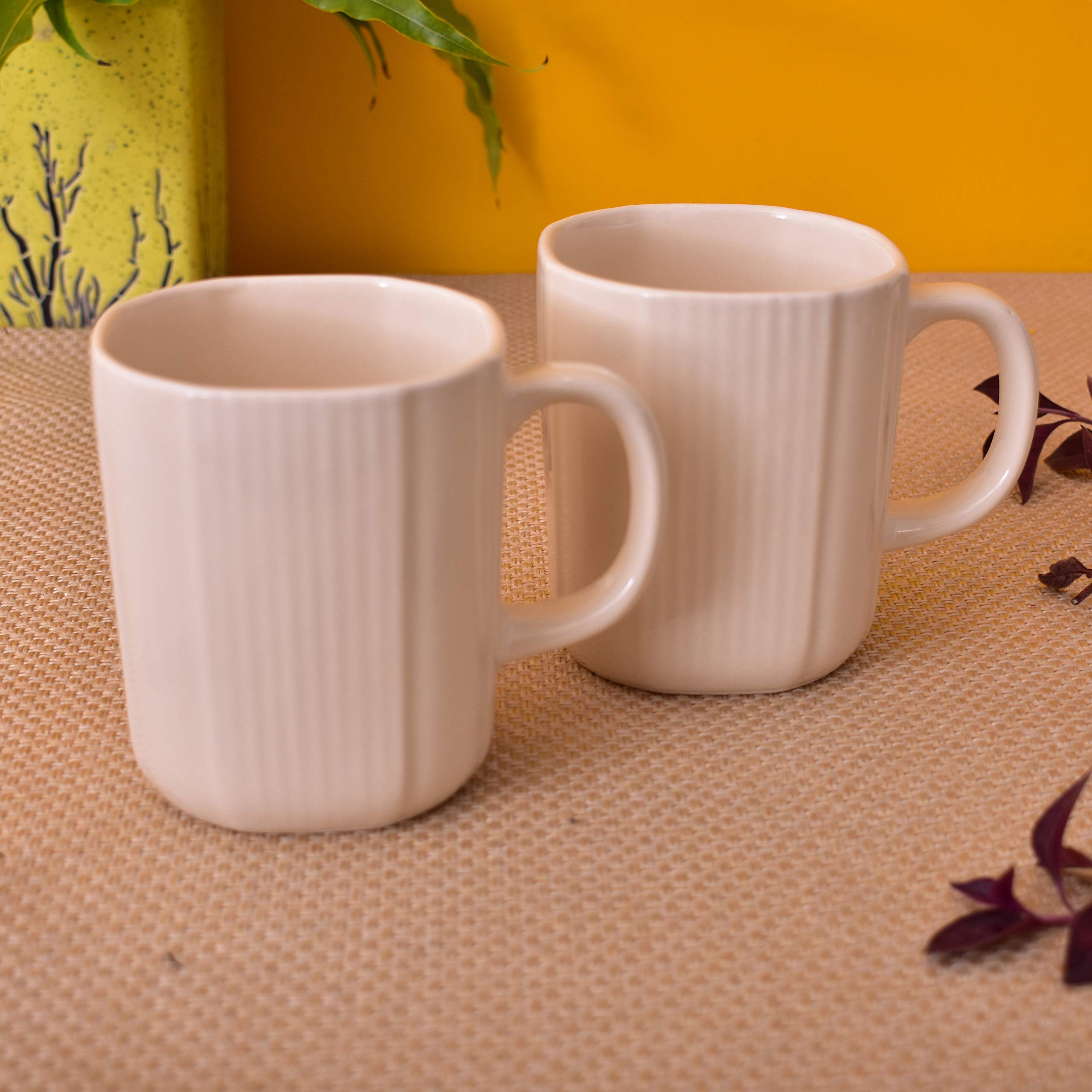Kunhar Ceramic Coffee Mugs - 2 Piece, Wheat, 300ml