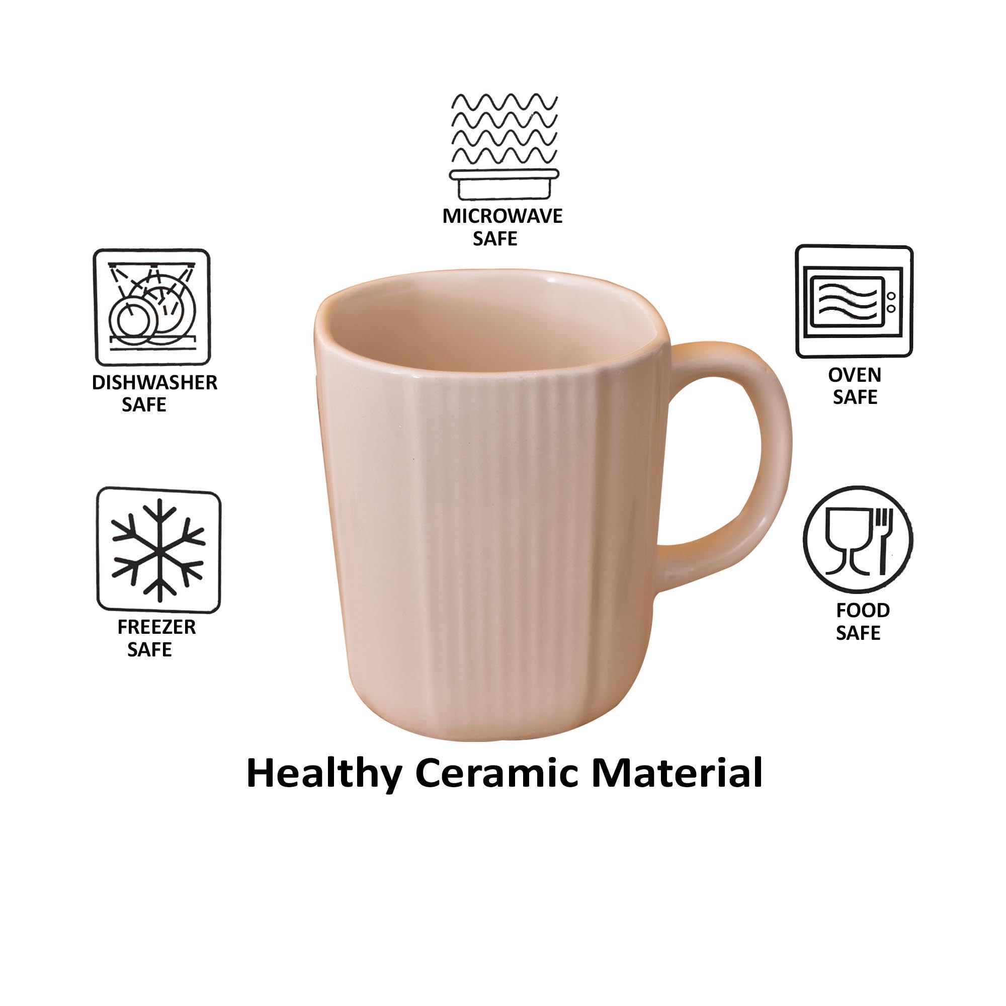 Kunhar Ceramic Coffee Mugs - 1 Piece, Wheat, 300ml