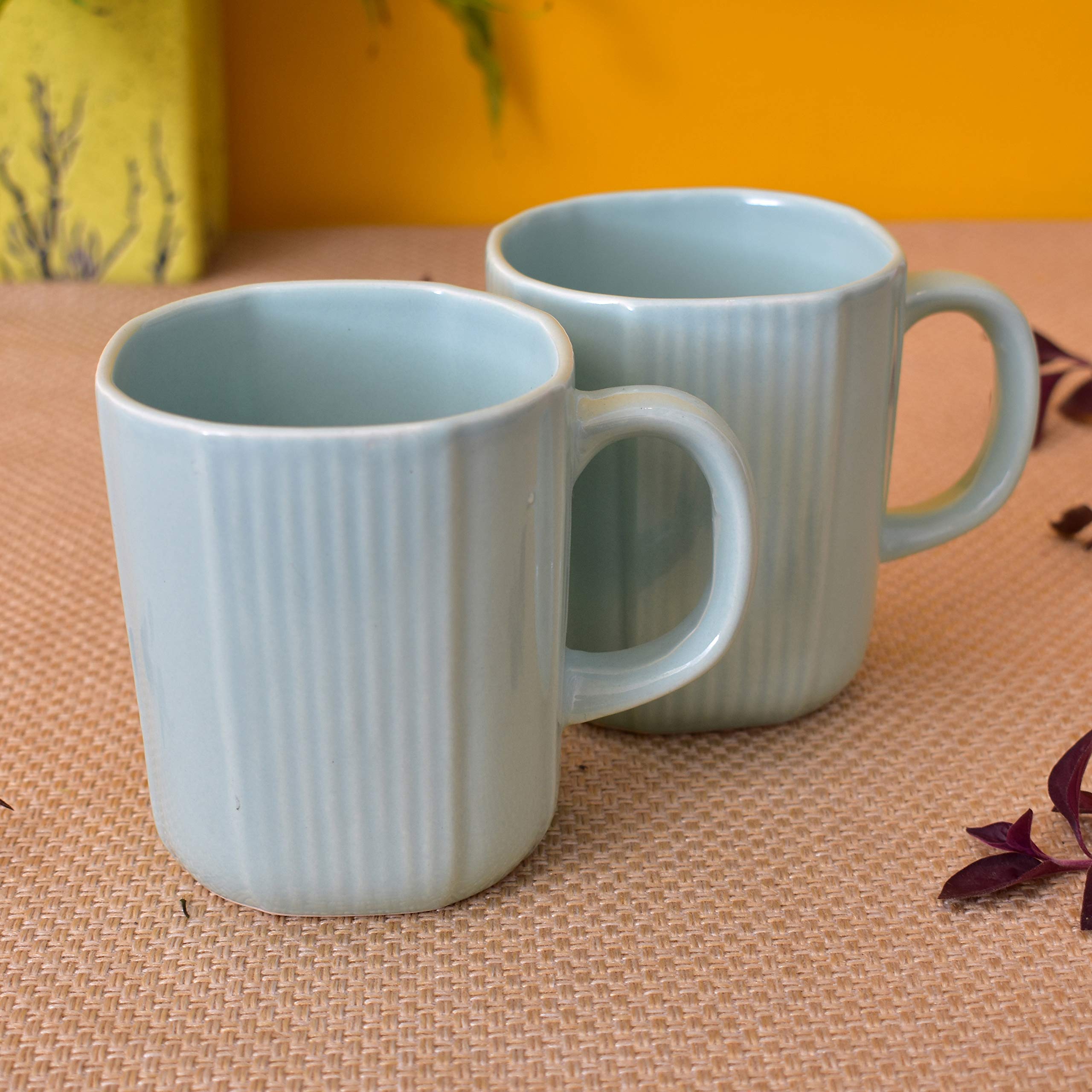 Kunhar Ceramic Coffee Mugs - 2 Piece, Cadet Blue, 300ml
