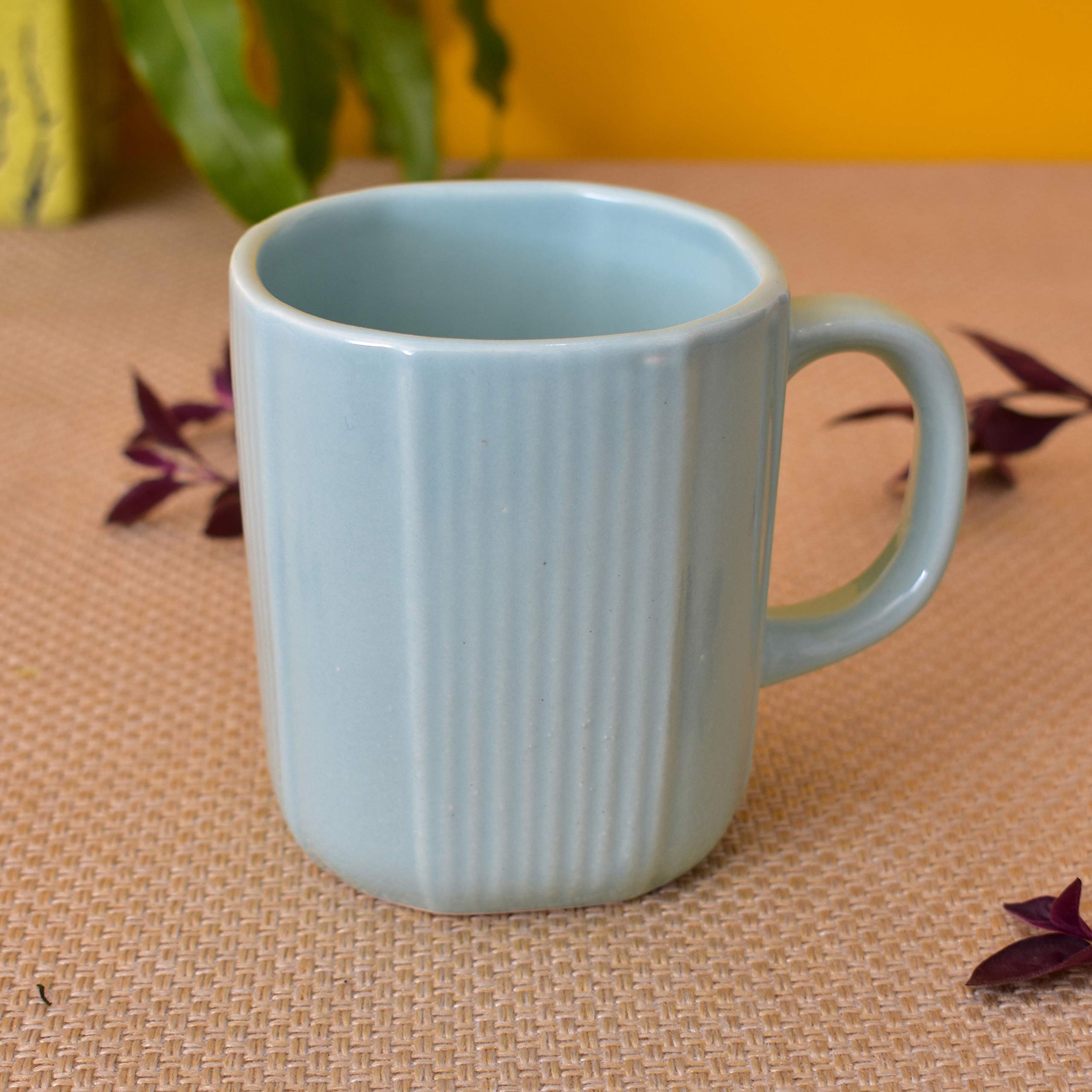 Kunhar Ceramic Coffee Mugs - 1 Piece, Cadet Blue, 300ml