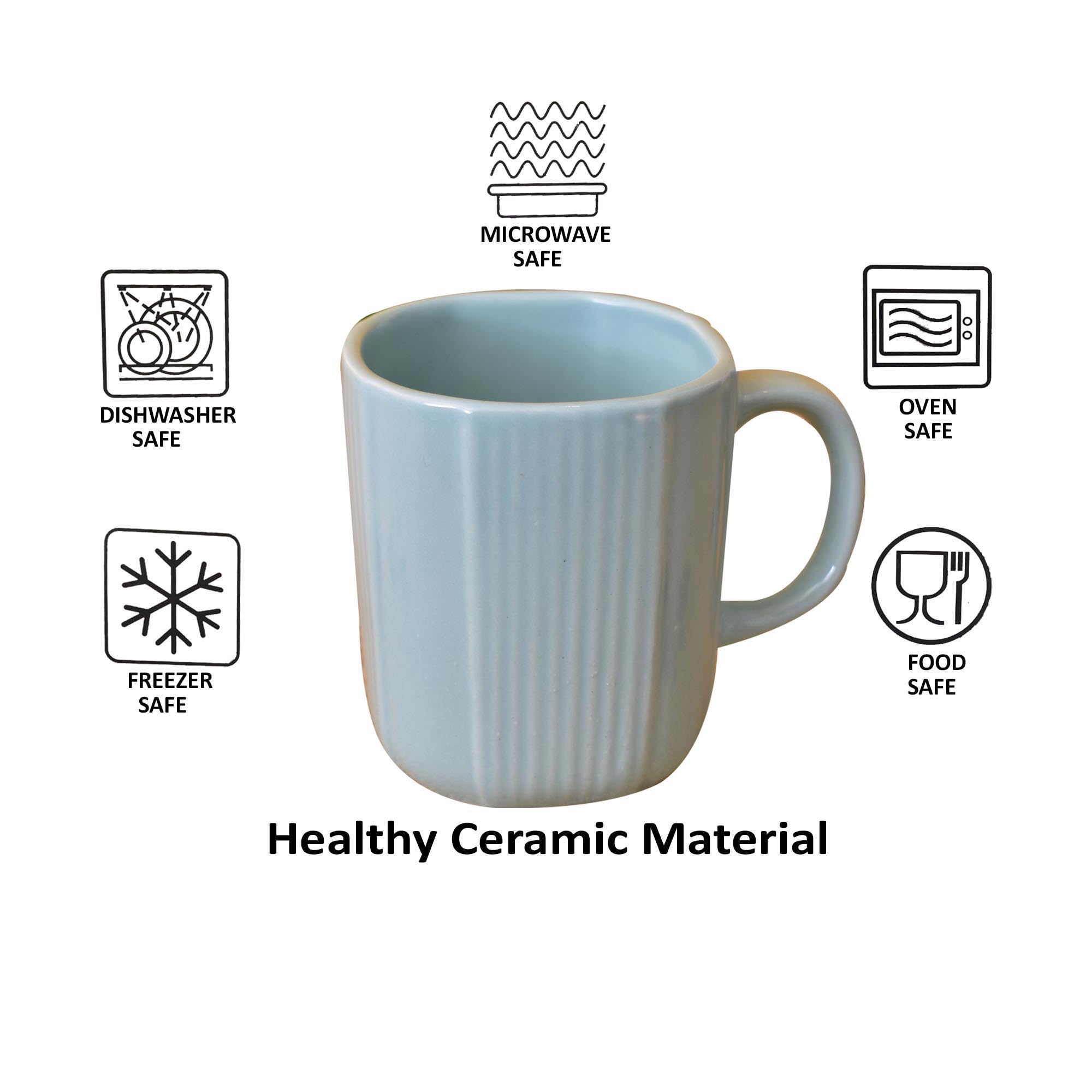 Kunhar Ceramic Coffee Mugs - 1 Piece, Cadet Blue, 300ml