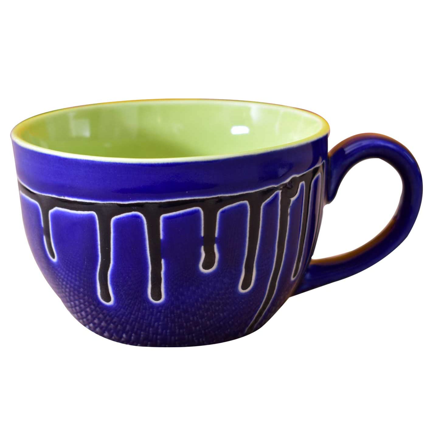 Kunhar Ceramic Jumbo Coffee Mug Soup Mug Noodle Mug - 350 ML - Microwave Safe & Freezer Safe, Set of 1, Blue Green