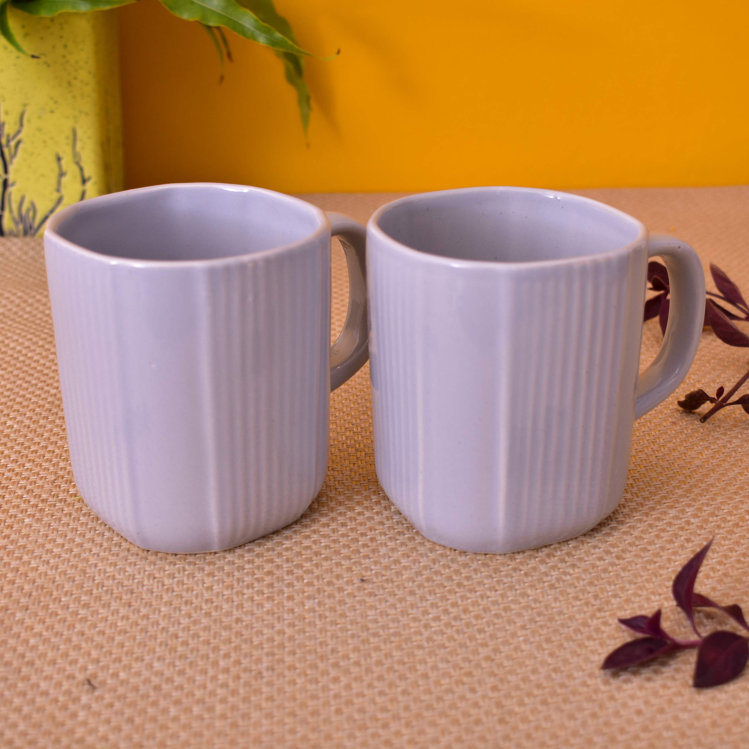 Kunhar Ceramic Coffee Mugs - 2 Piece, Baby Blue, 300ml