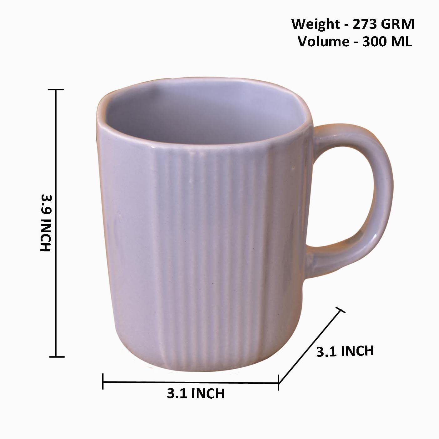Kunhar Ceramic Coffee Mugs - 1 Piece, Baby Blue, 300ml