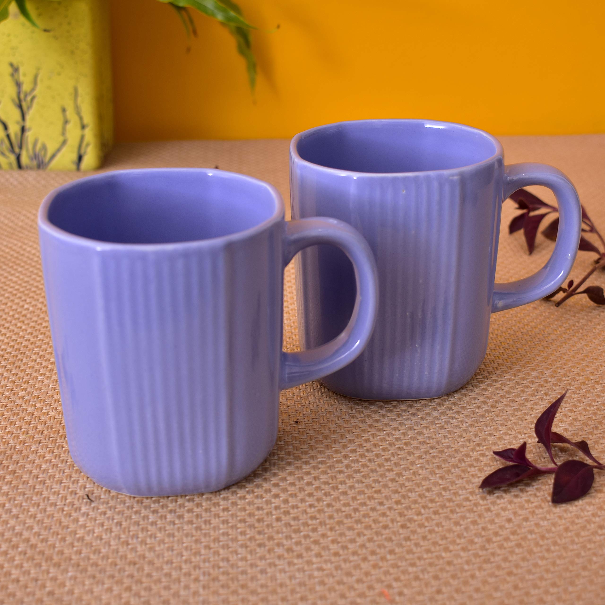 Kunhar Ceramic Coffee Mugs - 2 Piece, Cornflower Blue, 300ml