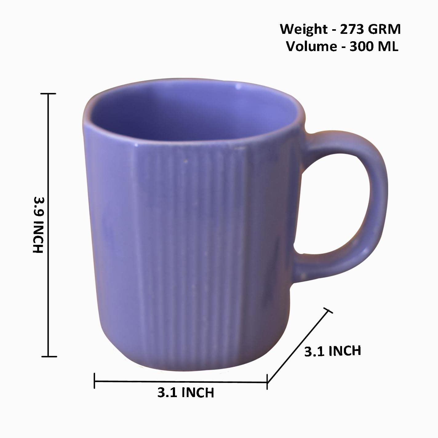 Kunhar Ceramic Coffee Mugs - 1 Piece, Cornflower Blue, 300ml