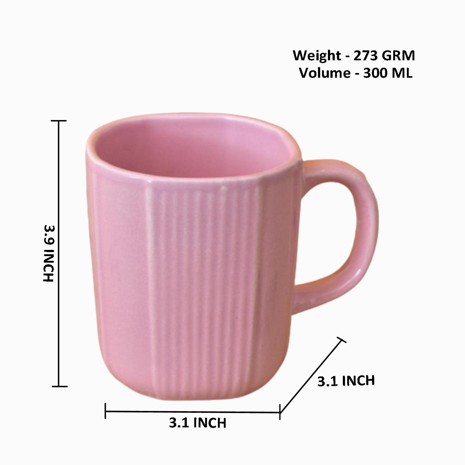 Kunhar Ceramic Coffee Mugs - 2 Piece, Orchid, 300ml