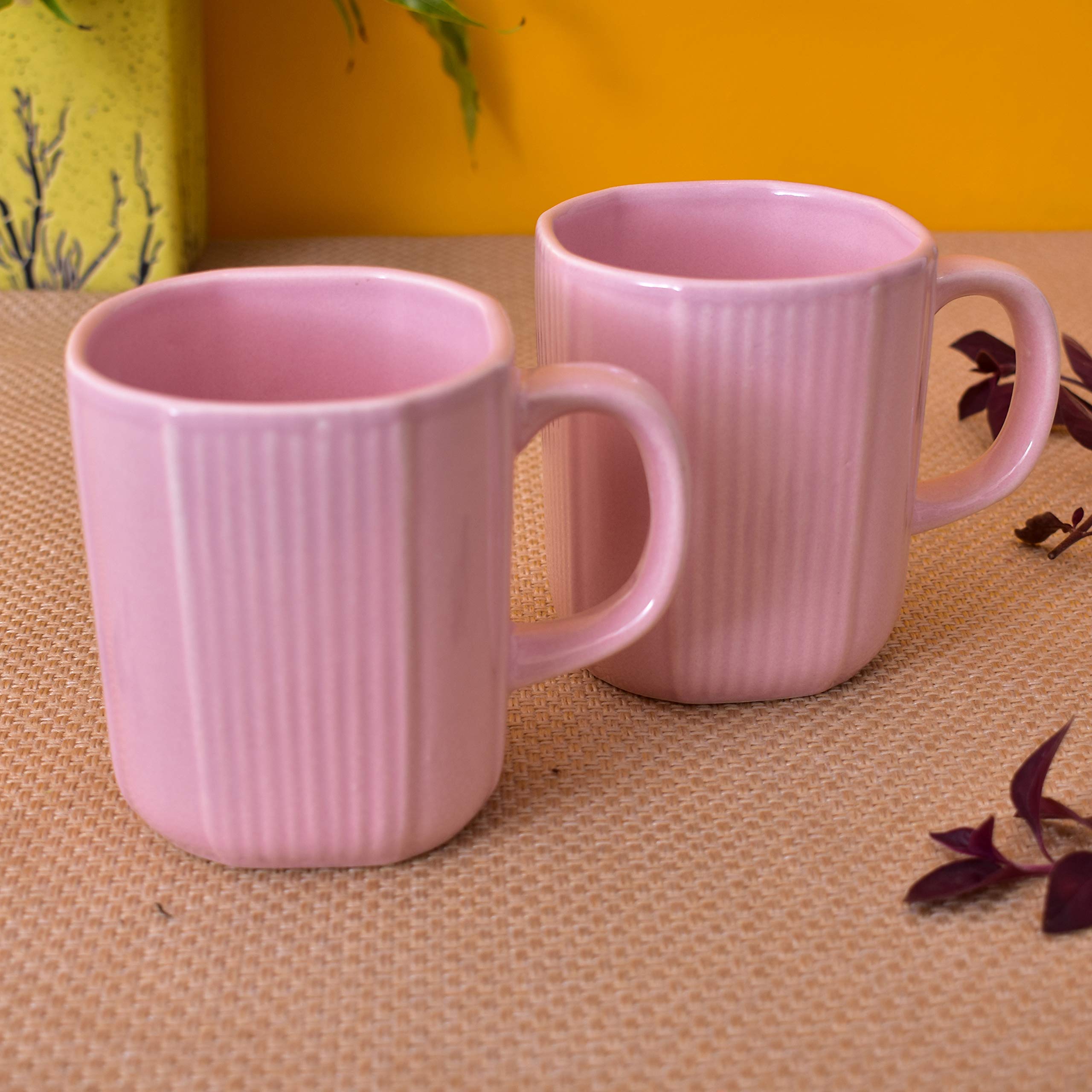Kunhar Ceramic Coffee Mugs - 2 Piece, Orchid, 300ml