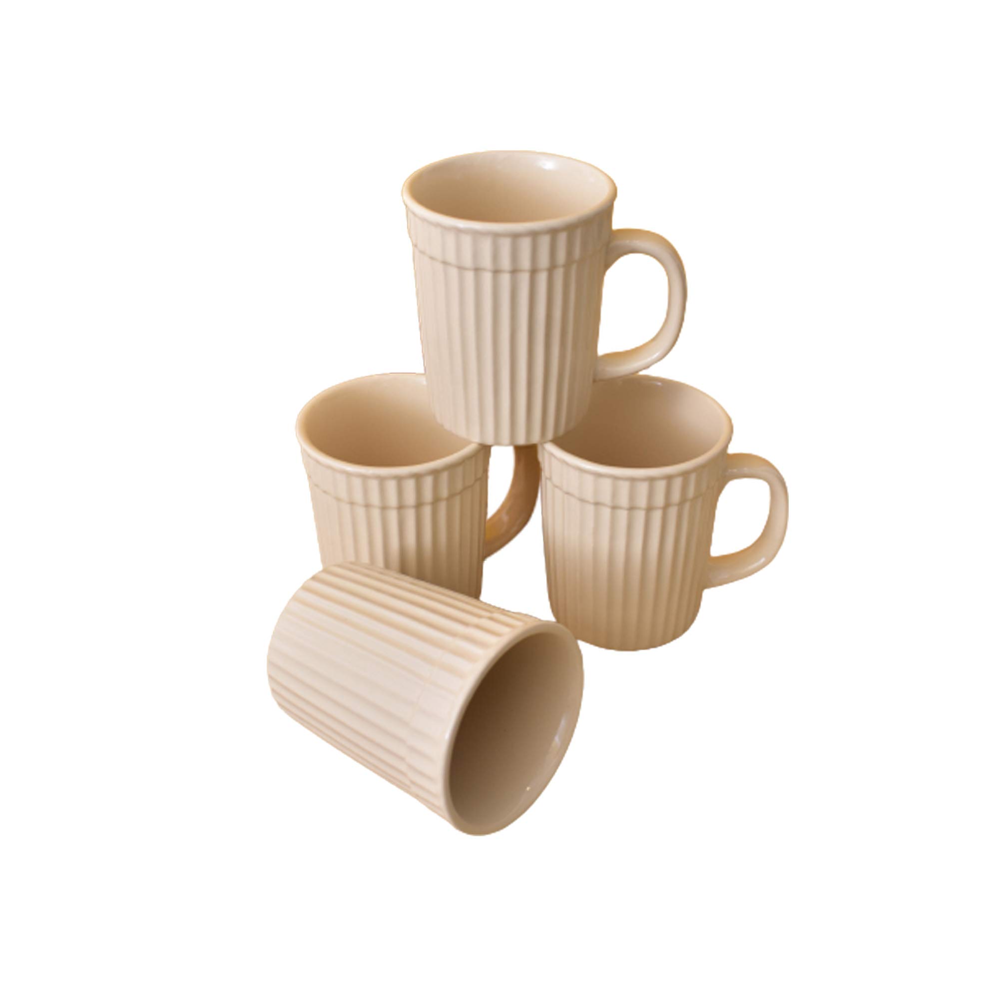 Kunhar Ceramic Coffee Mugs - 4 Piece, Wheat, 290ml