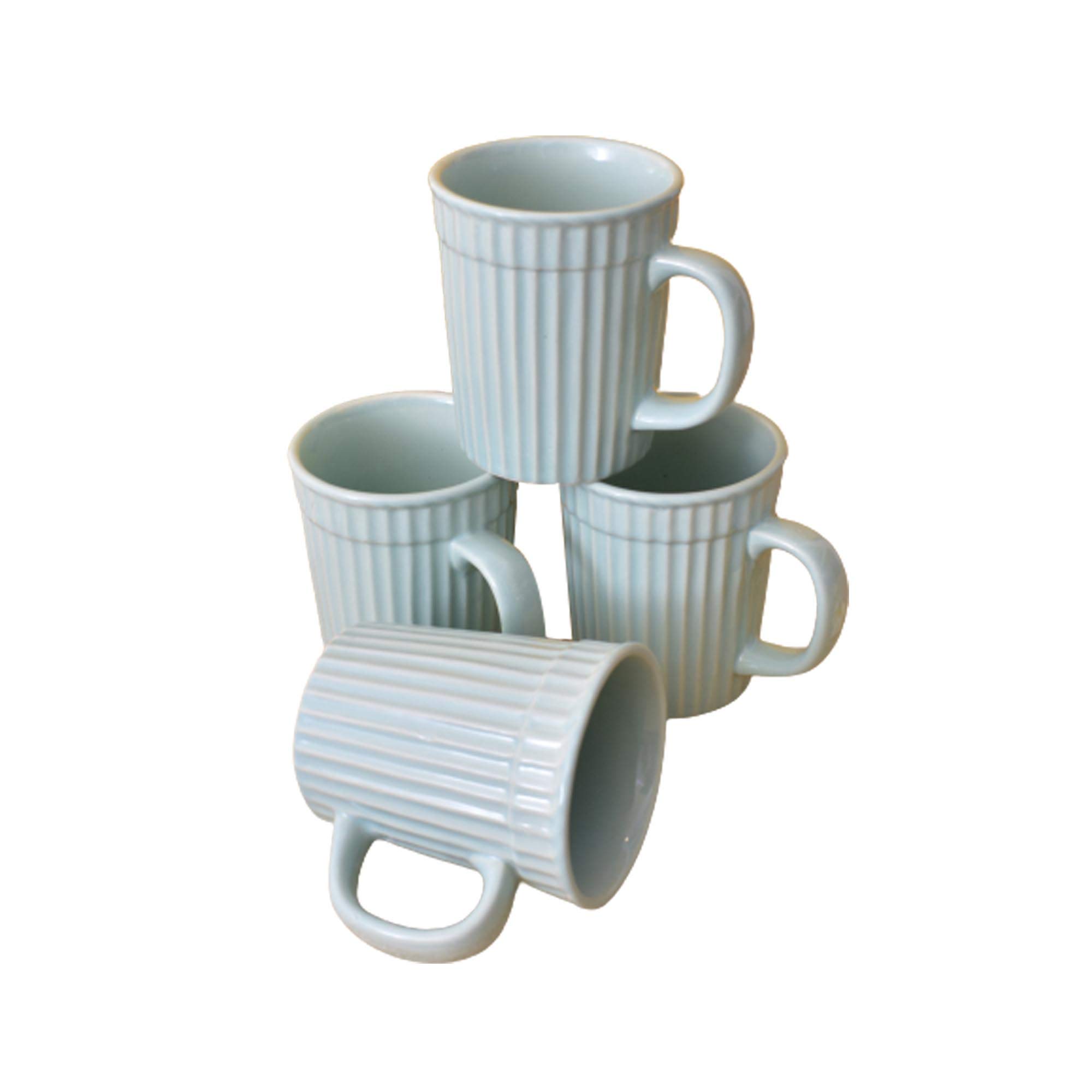 Kunhar Ceramic Coffee Mugs - 4 Piece, Cadet Blue, 290ml