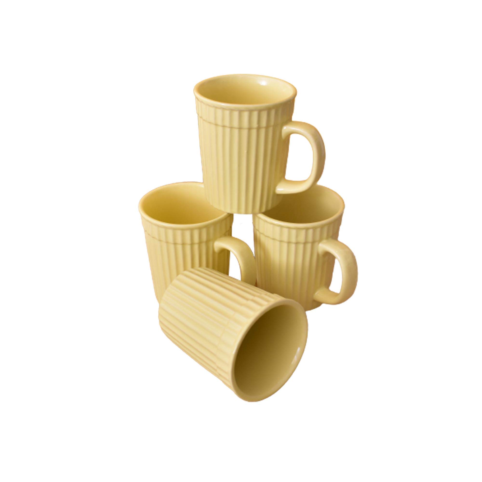 Kunhar Ceramic Coffee Mugs - 4 Piece, Lemon, 290ml