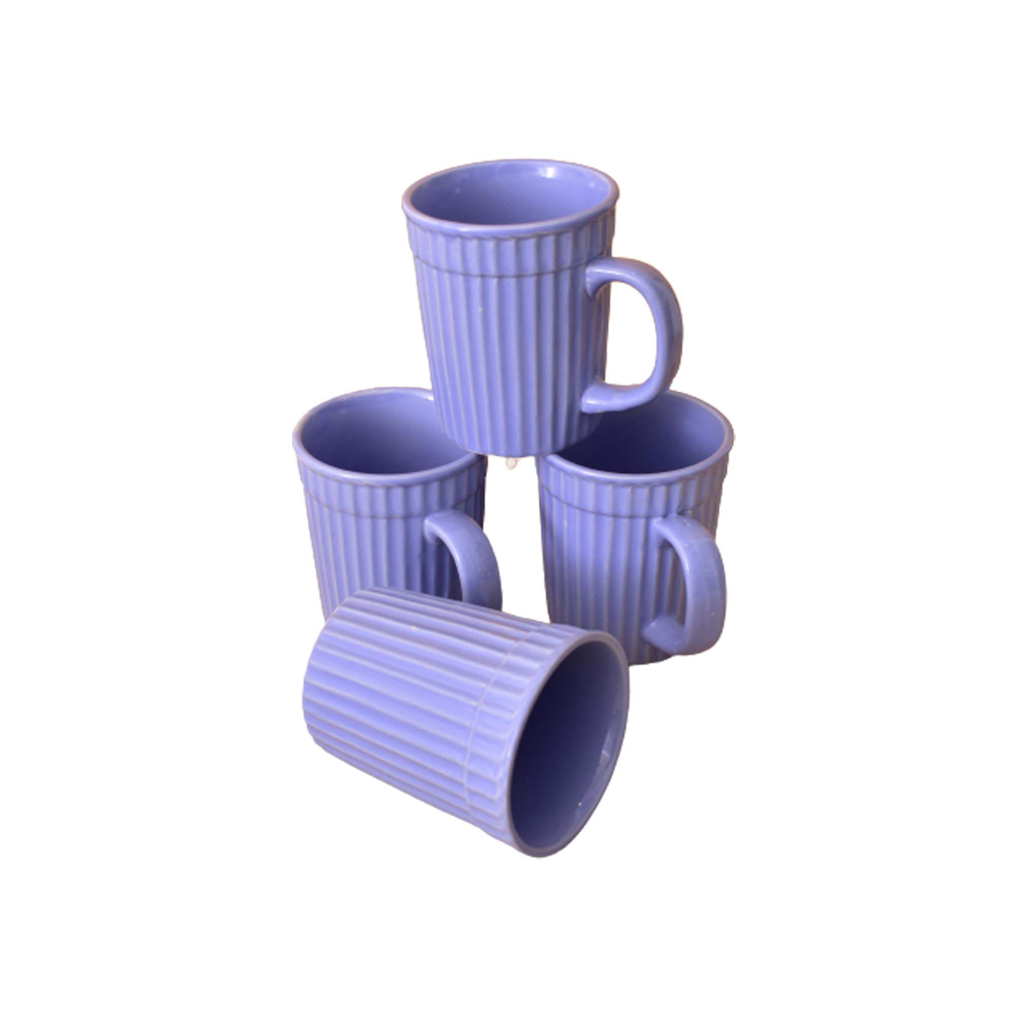 Kunhar Ceramic Coffee Mugs - 4 Piece, Cornflower Blue, 290ml