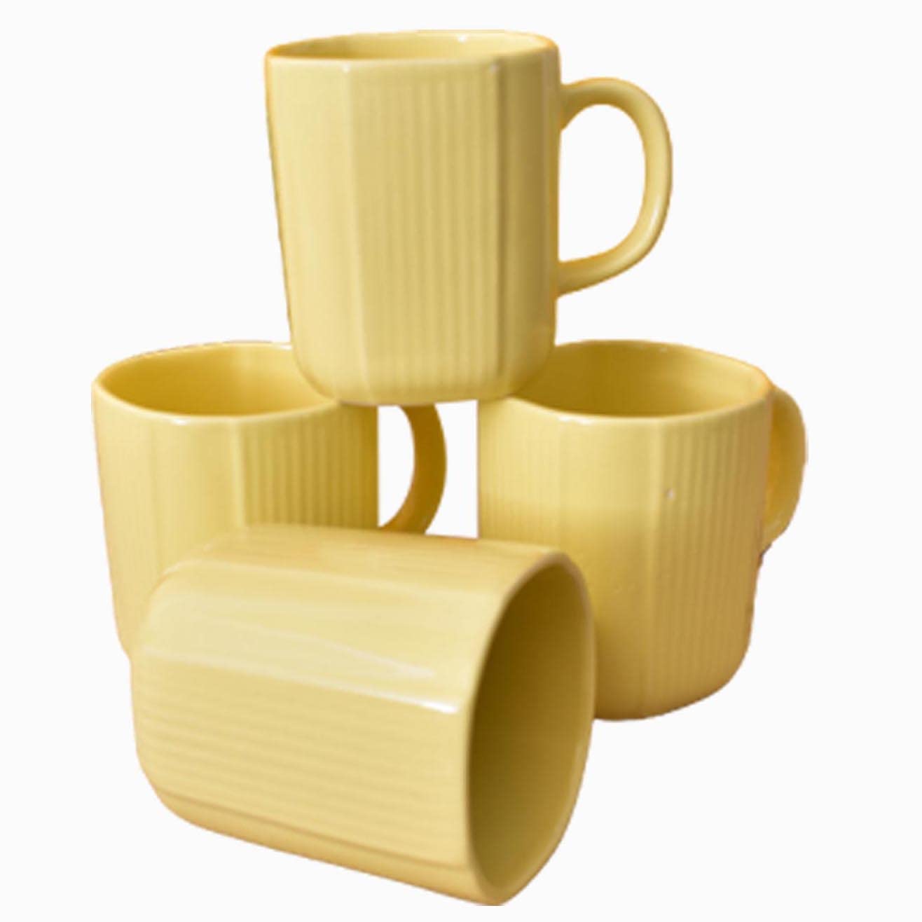 Kunhar Ceramic Coffee Mugs - 4 Piece, Lemon, 300ml