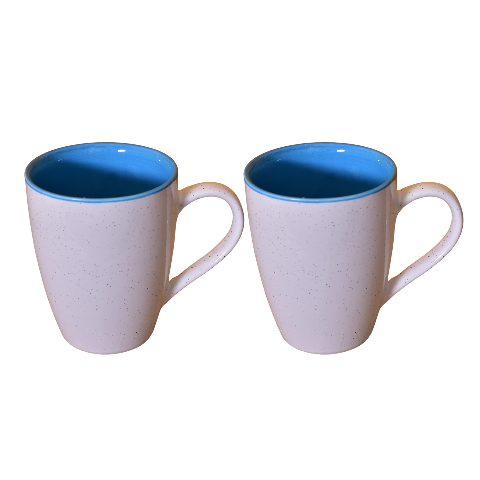 Kunhar Ceramic Milk Mug, Coffee Mug - 2 Pieces, White Blue, 350ml