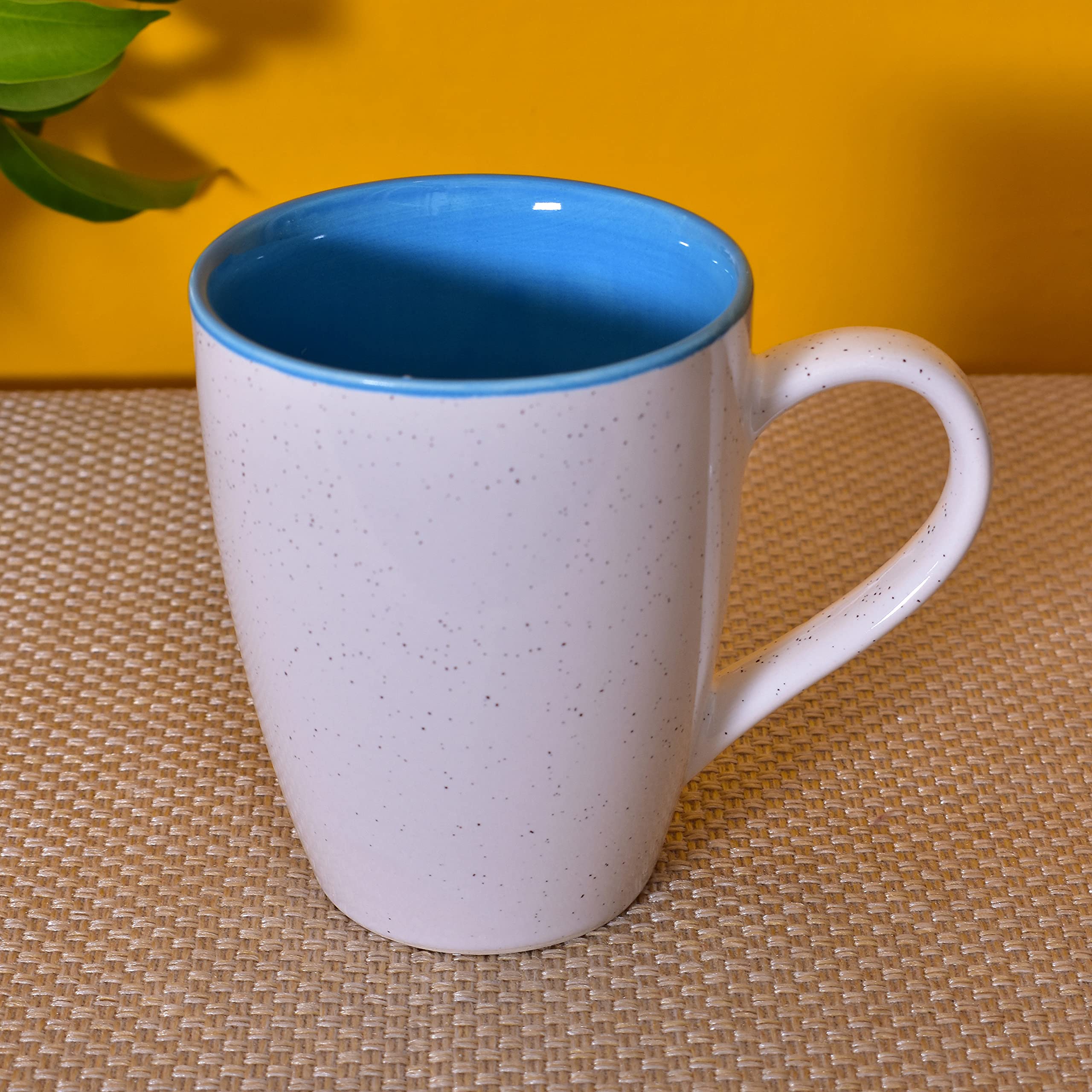 Kunhar Ceramic Milk Mug, Coffee Mug - 2 Pieces, White Blue, 350ml