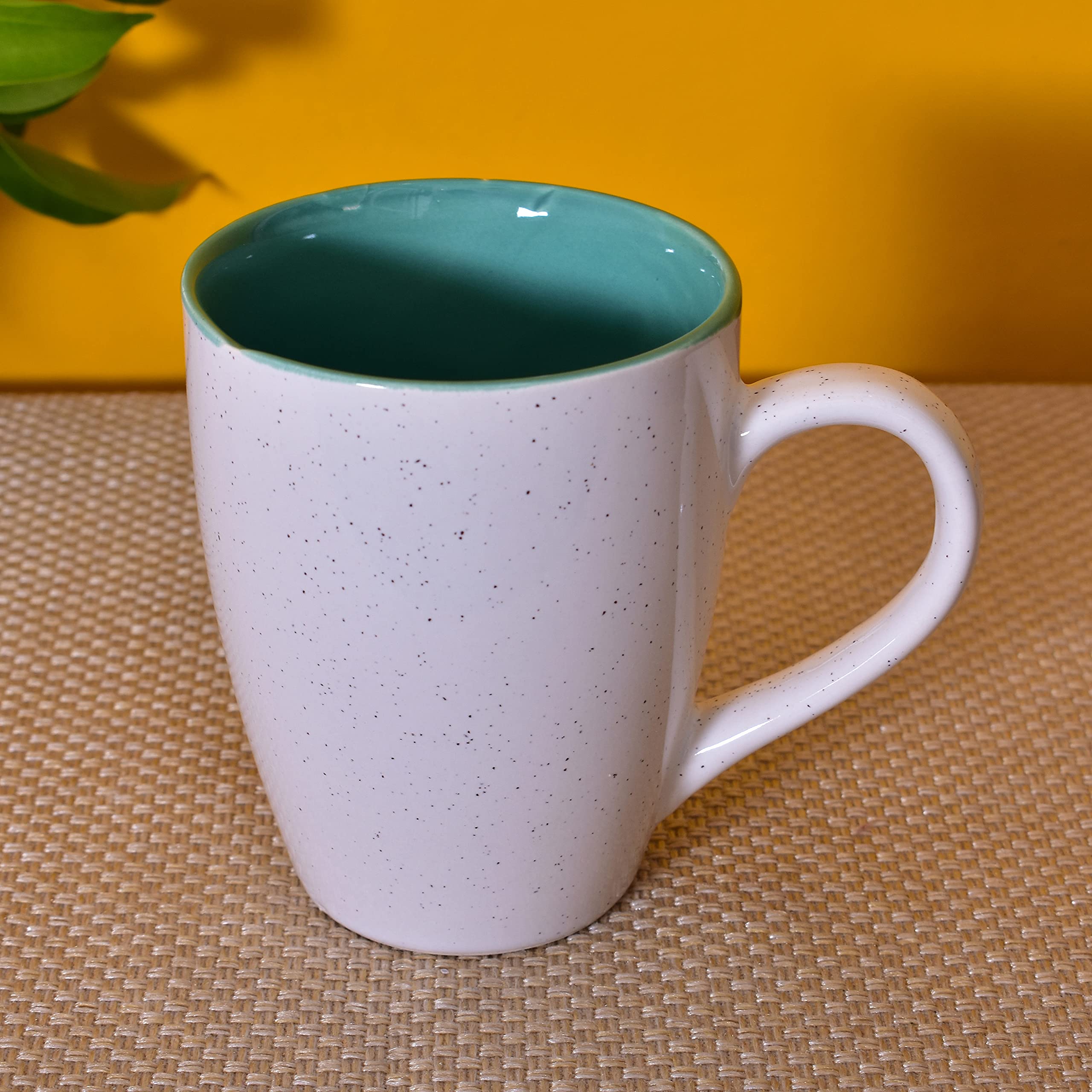 Kunhar Ceramic Milk Mug, Coffee Mug - 1 Piece, White Hippie Blue, 350ml
