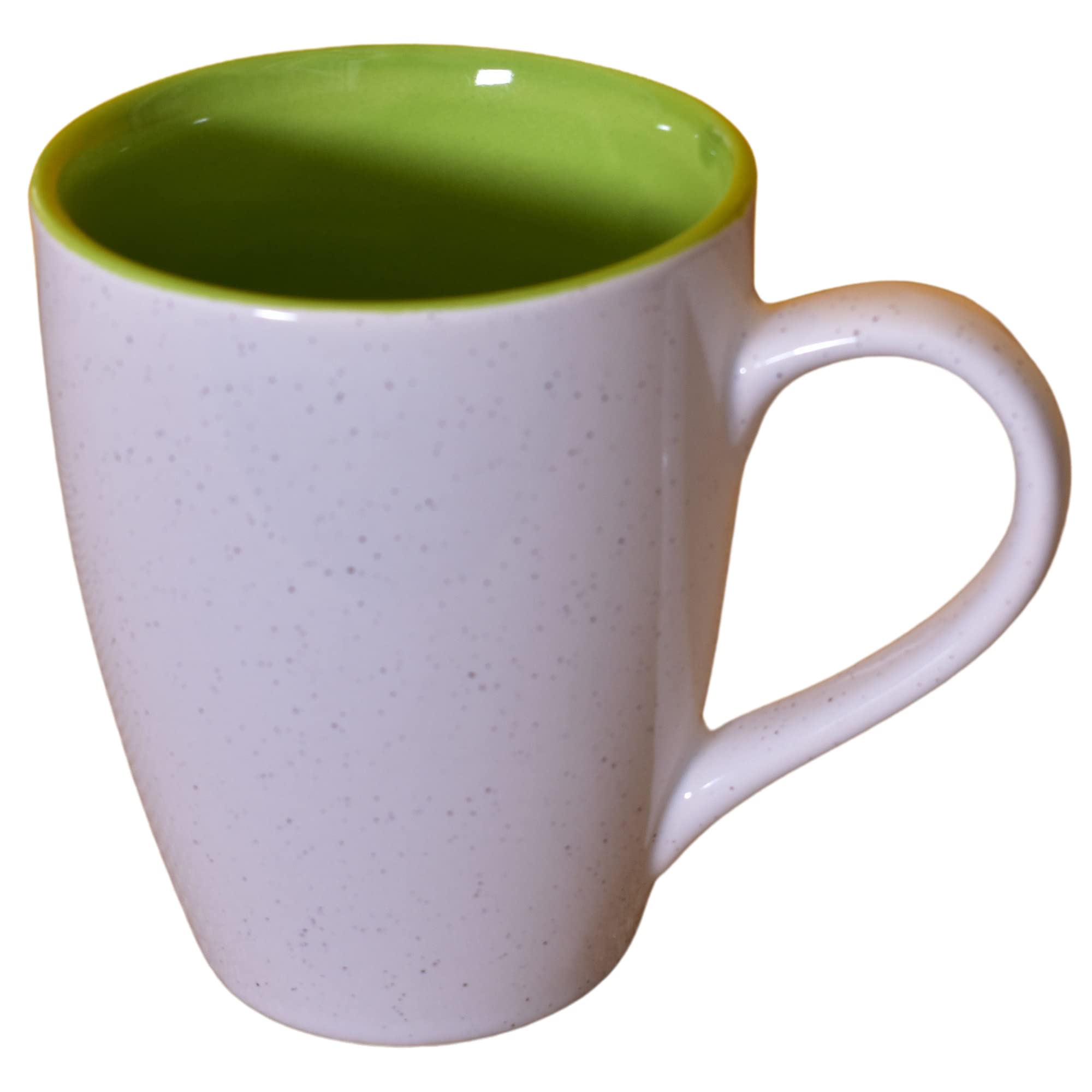 Kunhar Ceramic Milk Mug, Coffee Mug - 2 Pieces, White Light Olive Green, 350ml