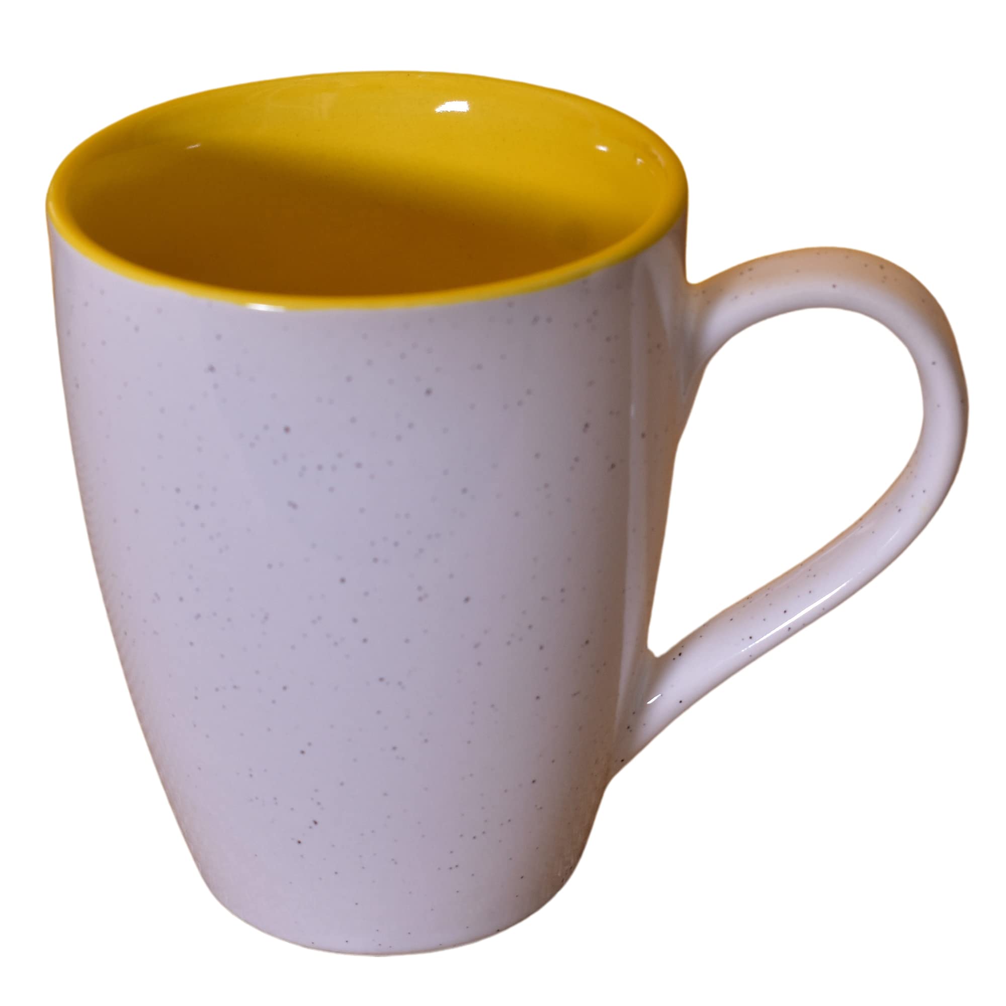 Kunhar Ceramic Milk Mug, Coffee Mug - 2 Pieces, White Yellow, 350ml
