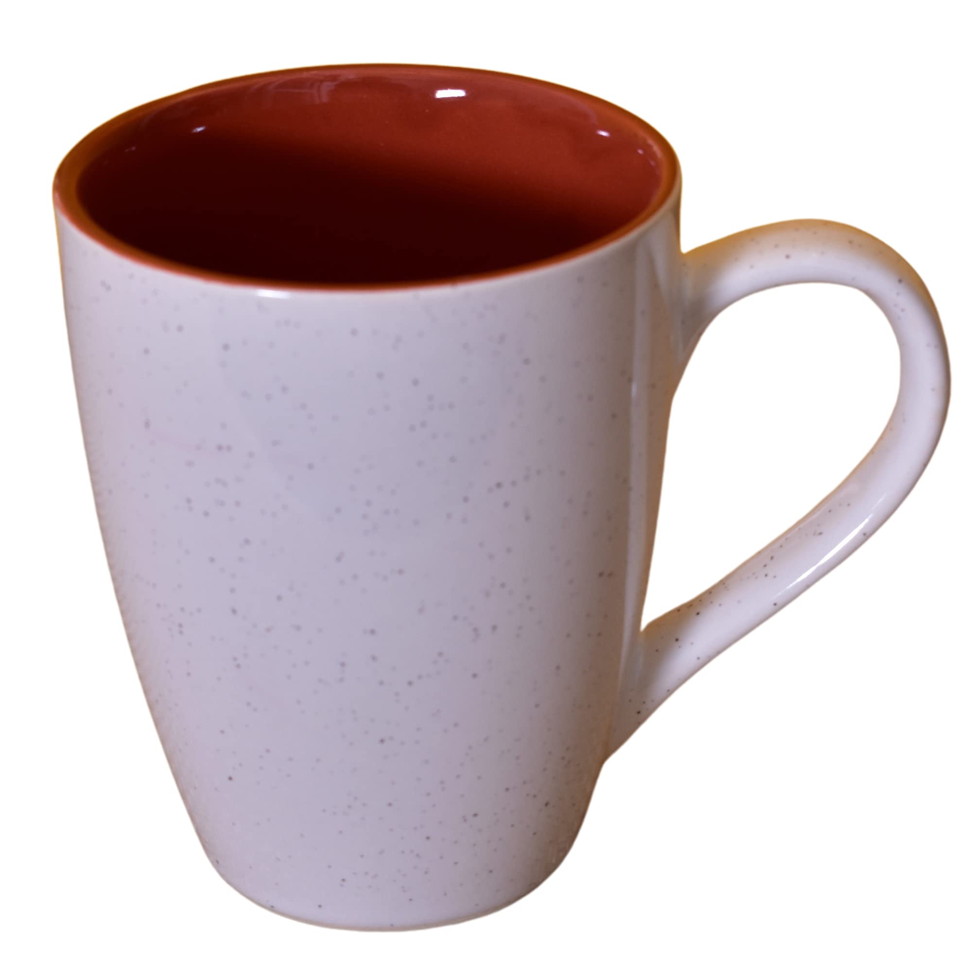 Kunhar Ceramic Milk Mug, Coffee Mug - 1 Piece, White Falu Red, 350ml