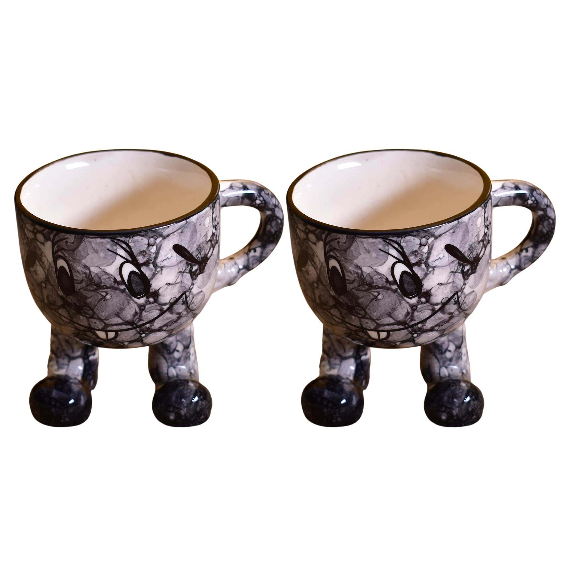 Kunhar Ceramic Milk Mug, Coffee Mug - 2 Pieces, Black Luster, 200ml