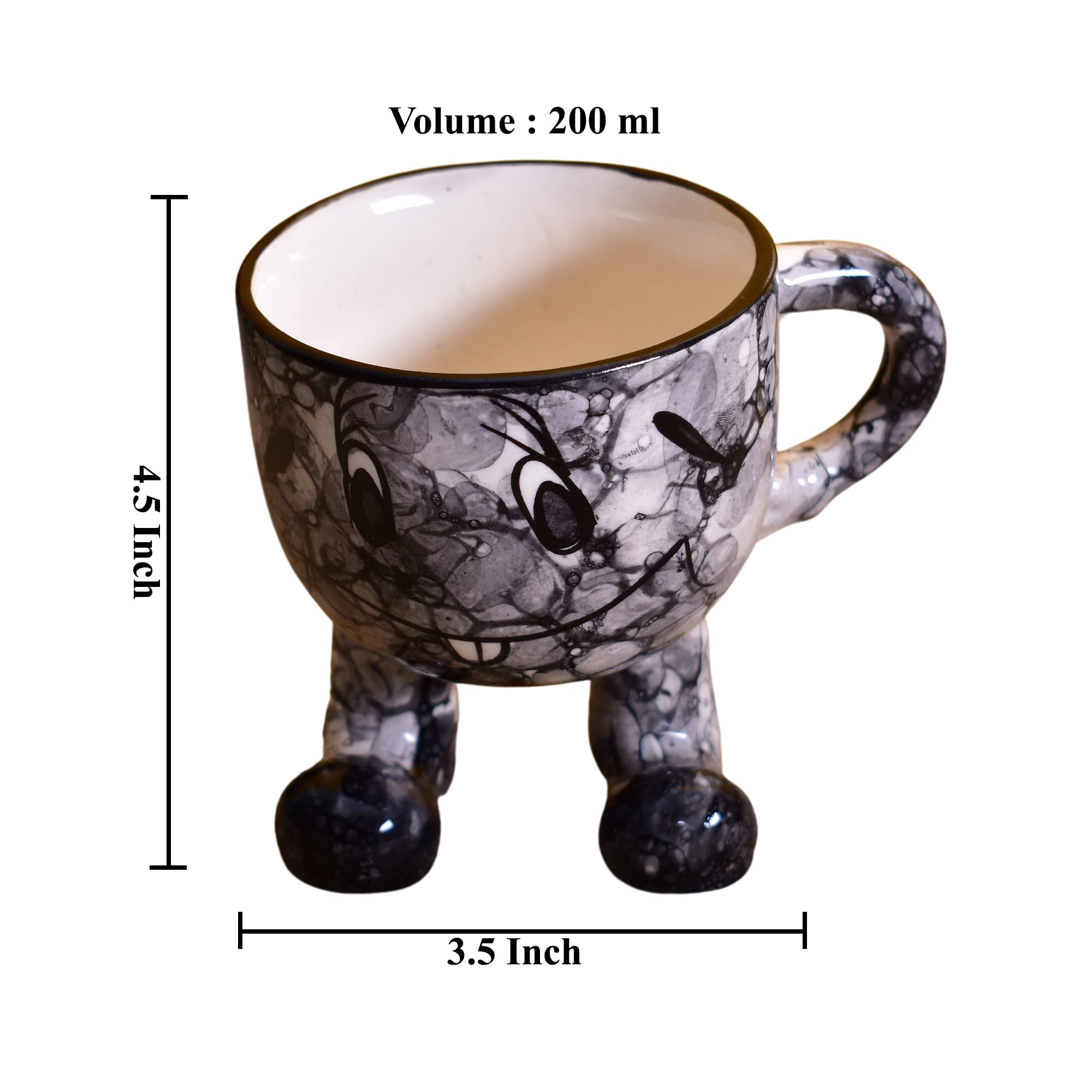 Kunhar Ceramic Milk Mug, Coffee Mug - 1 Piece, Black Luster, 200ml