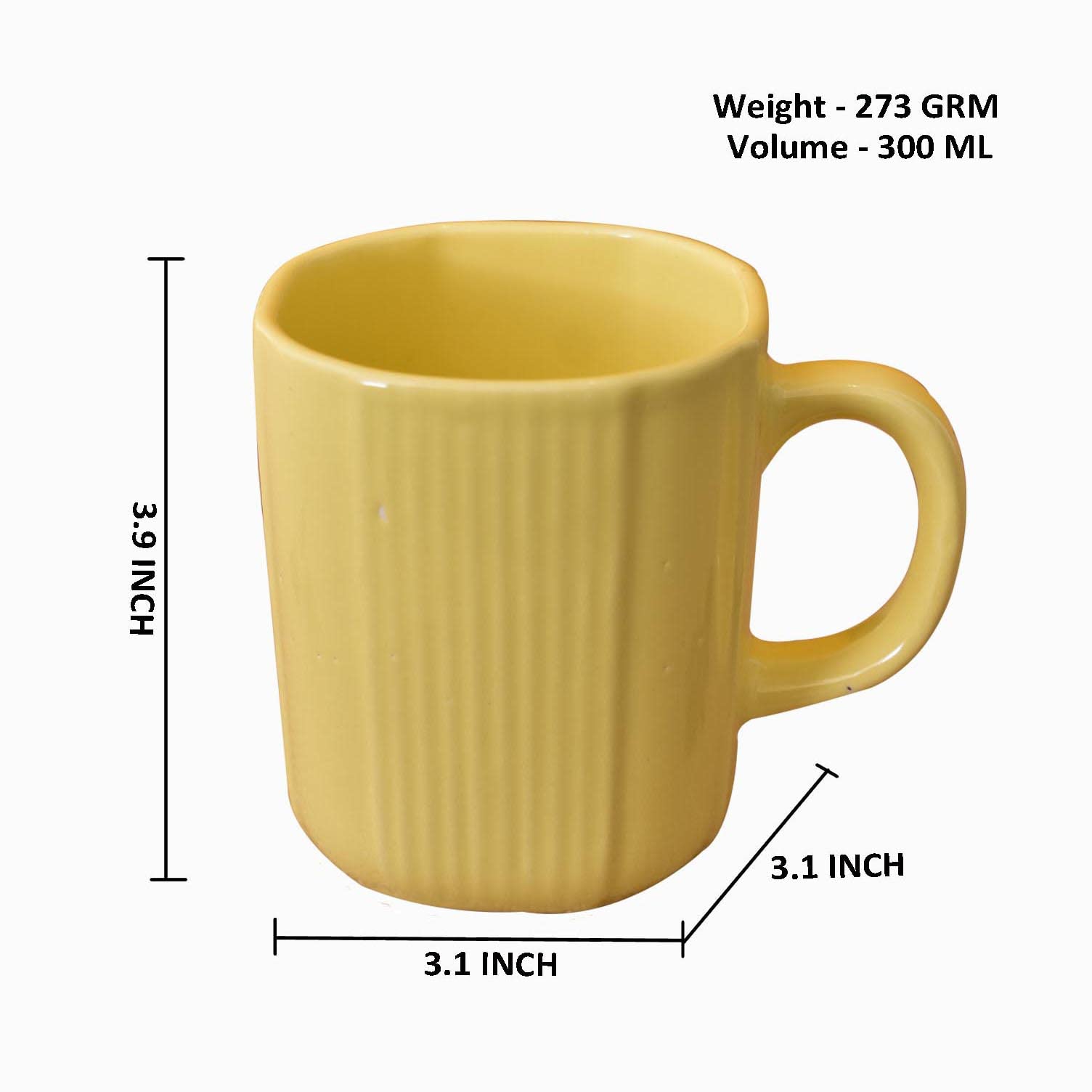 Kunhar Ceramic Coffee Mug - 6 Pieces, Multicolor, 300ml