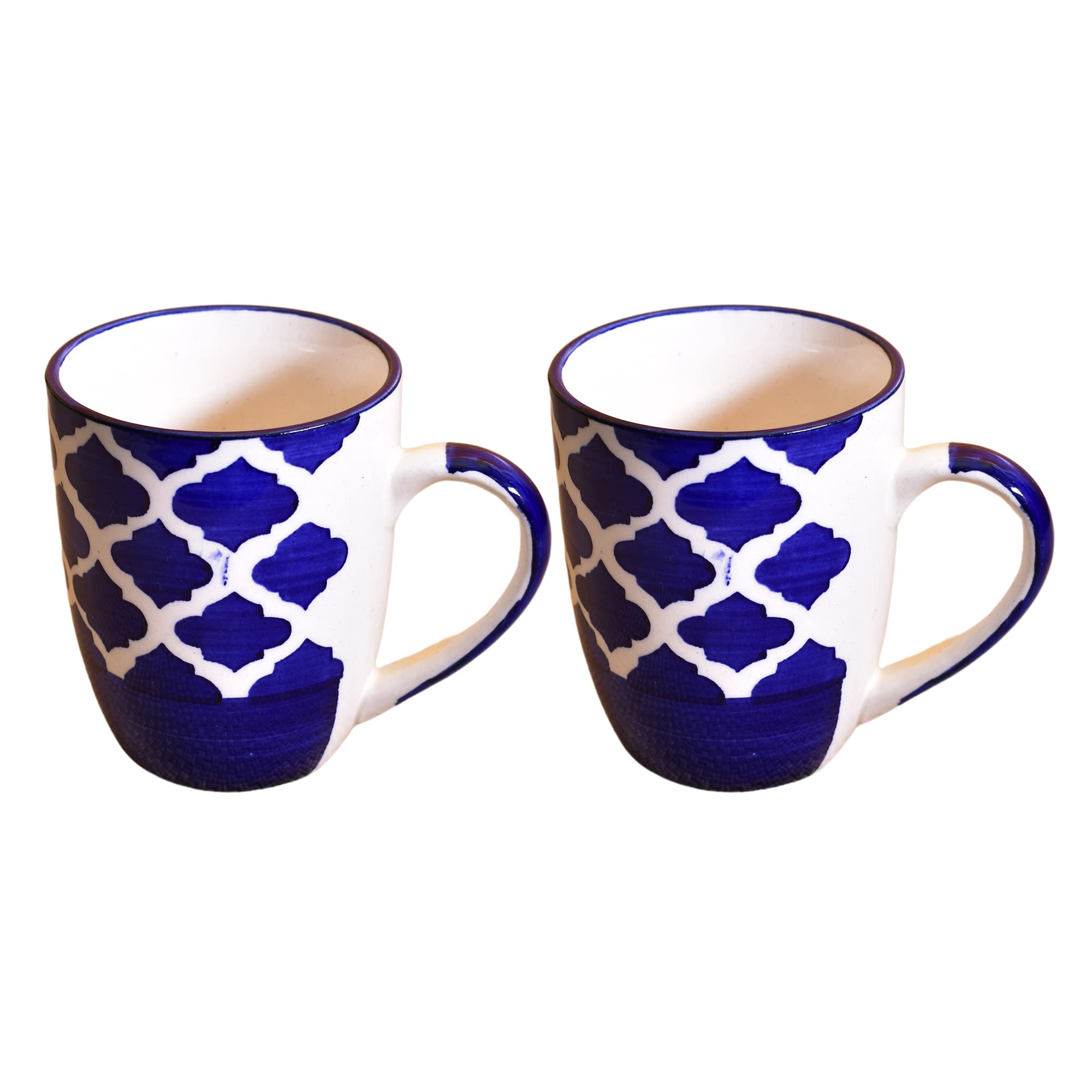 Kunhar Ceramic Milk Mug, Coffee Mug - 2 Pieces, Blue Chidi, 350 ml