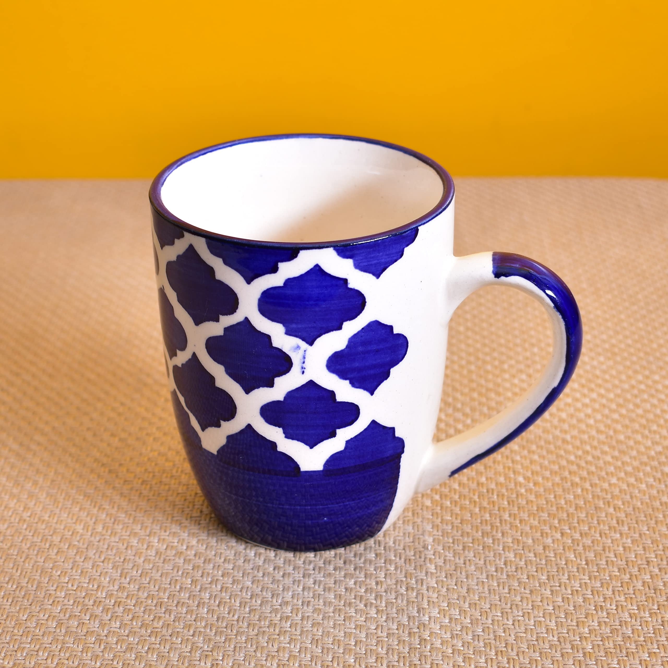 Kunhar Ceramic Milk Mug, Coffee Mug - 2 Pieces, Blue Chidi, 350 ml