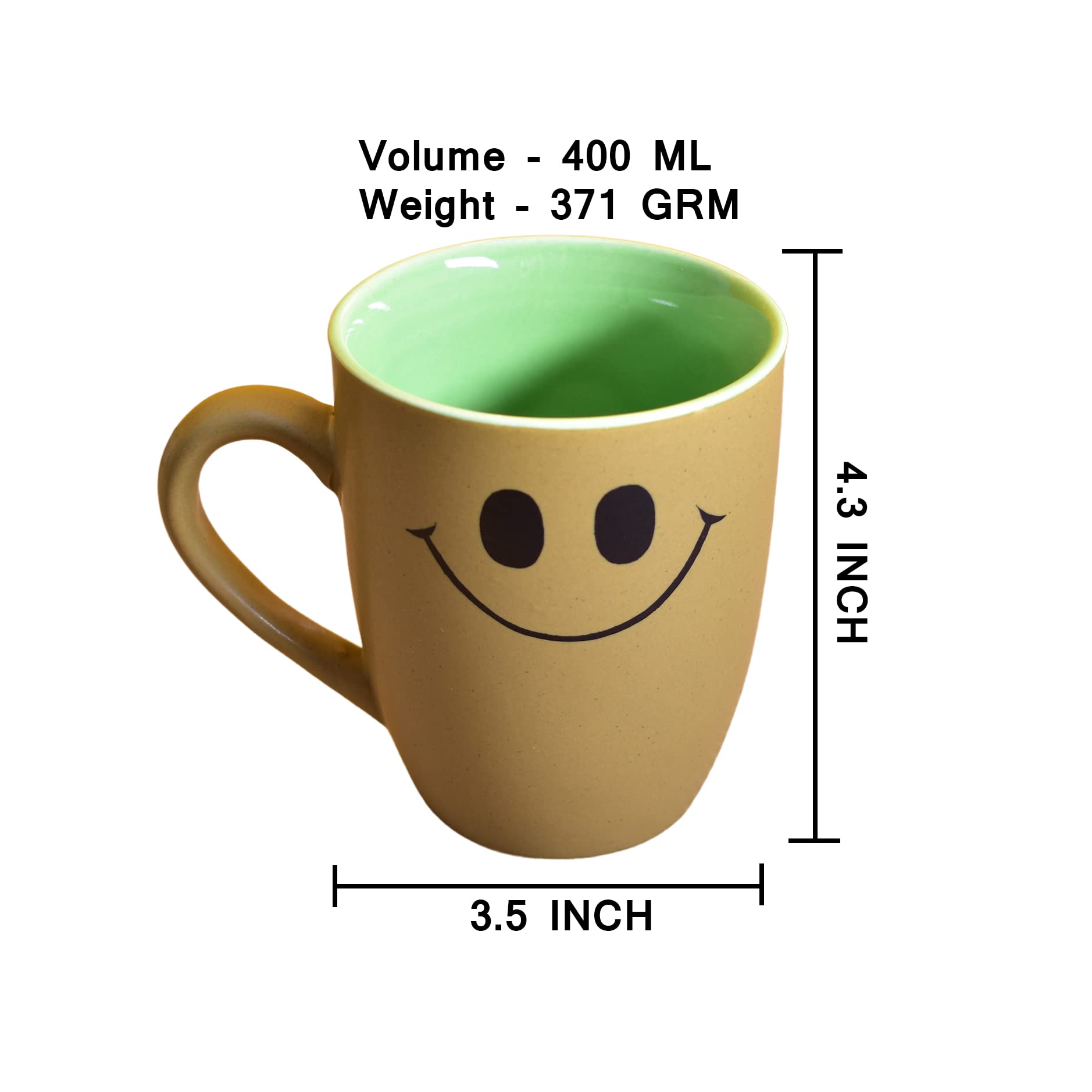 Kunhar Ceramic Milk Mug, Coffee Mug - 4 Pieces, Muddy Waters, 400 ml