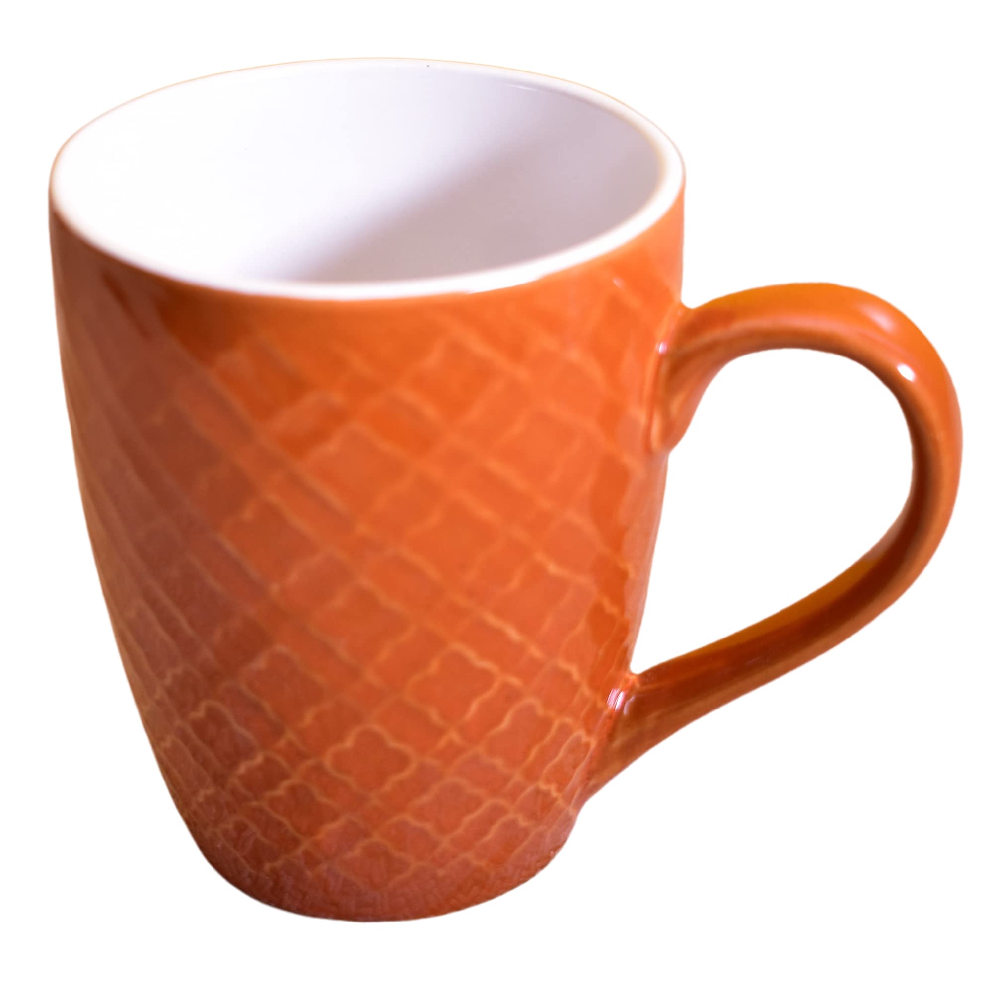 Kunhar Ceramic Milk Mug, Coffee Mug - 4 Pieces, Halloween Orange, 350ml