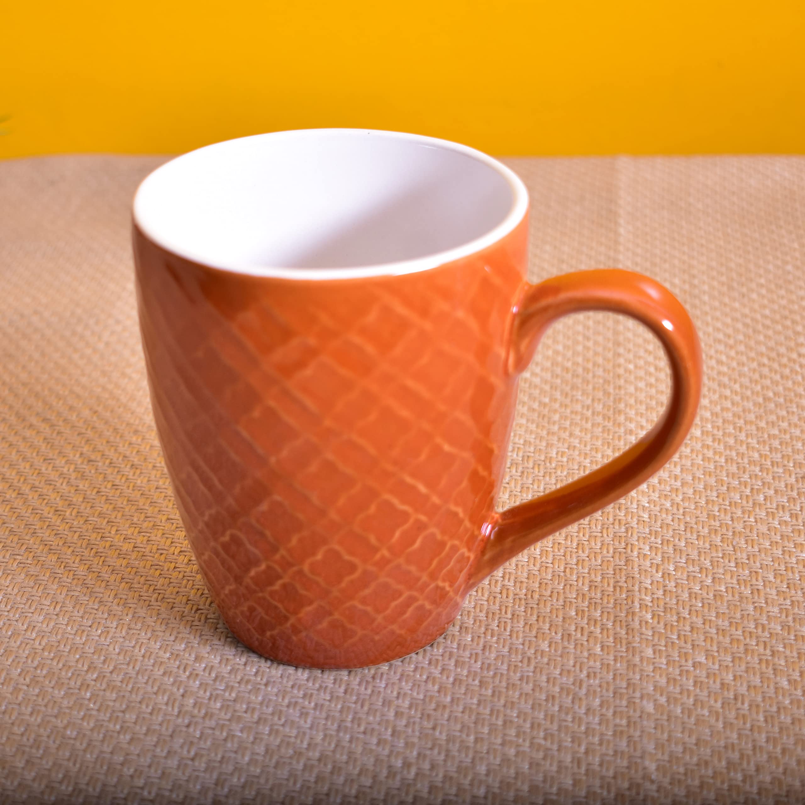 Kunhar Ceramic Milk Mug, Coffee Mug - 4 Pieces, Halloween Orange, 350ml