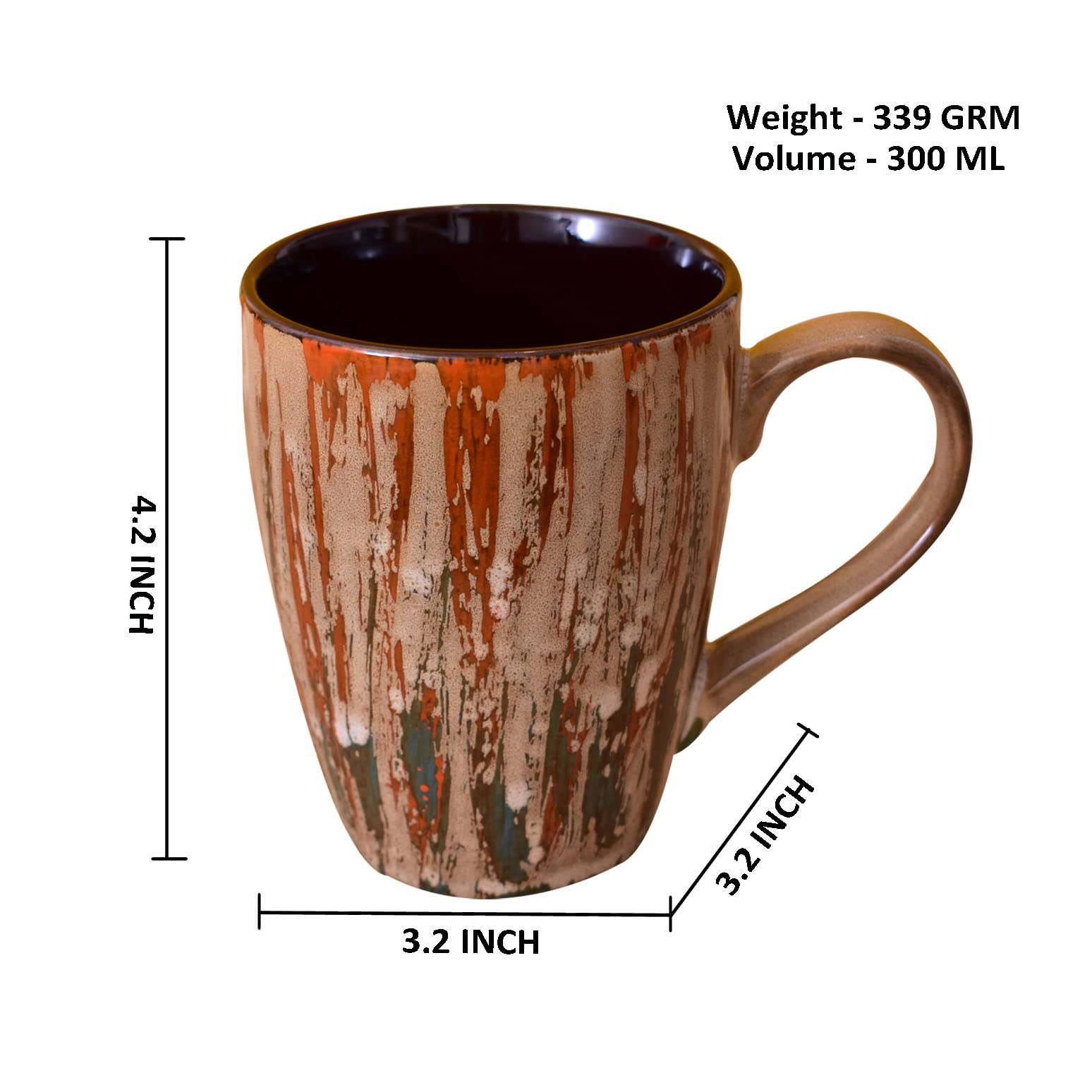 Kunhar Ceramic Coffee Mug - 2 Pieces, French Beige, 300ml