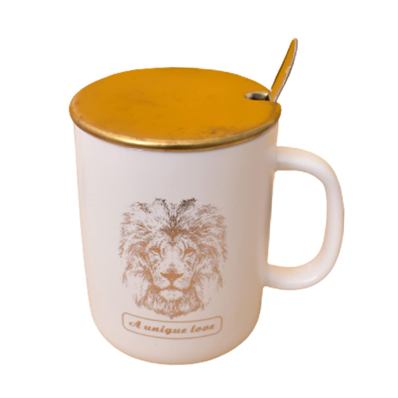 Kunhar Ceramic Coffee Mug, Milk Mug with Spoon - 350 ML