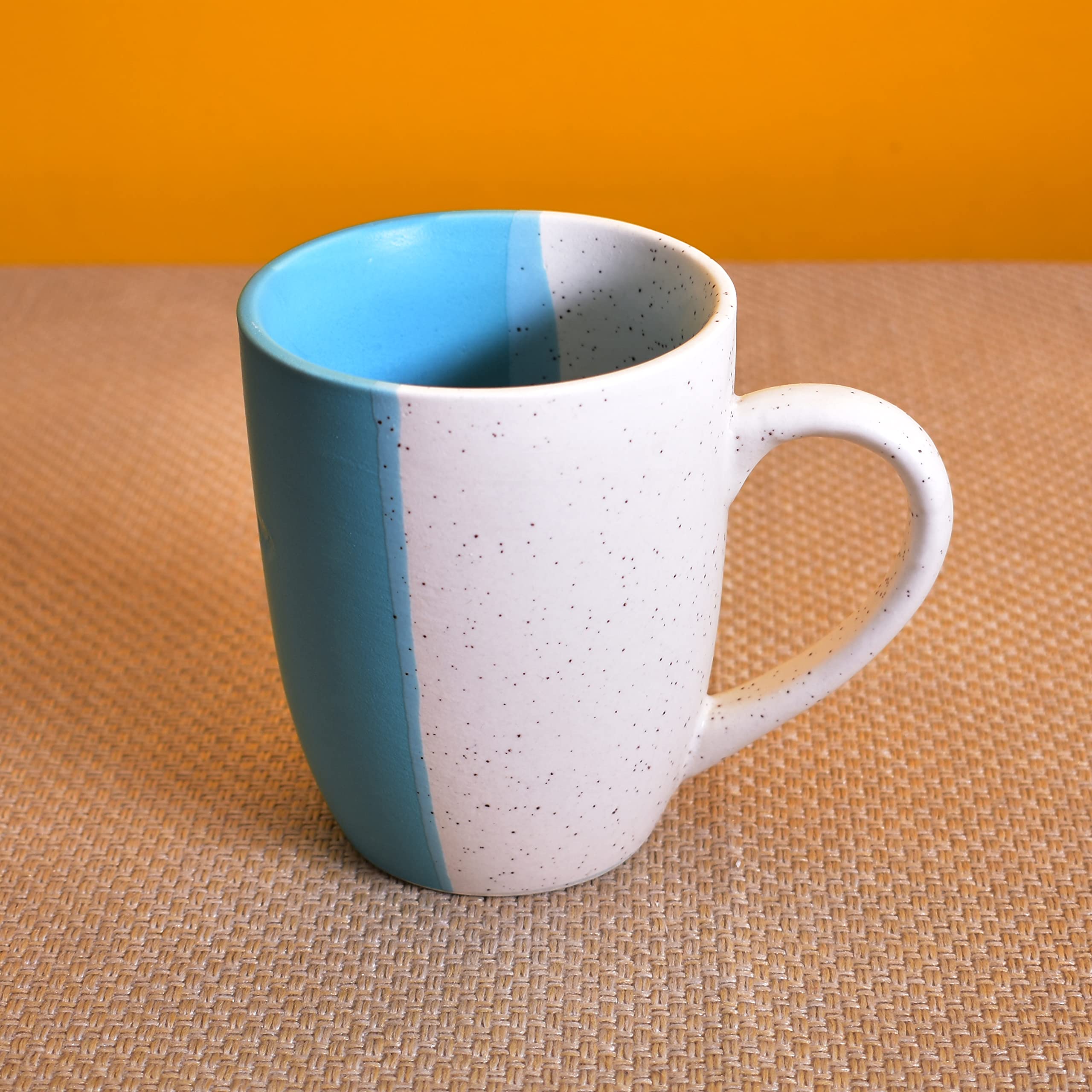 Kunhar Ceramic Milk Mug, Coffee Mug - 1 Piece, White Dusty Blue, 350 ml