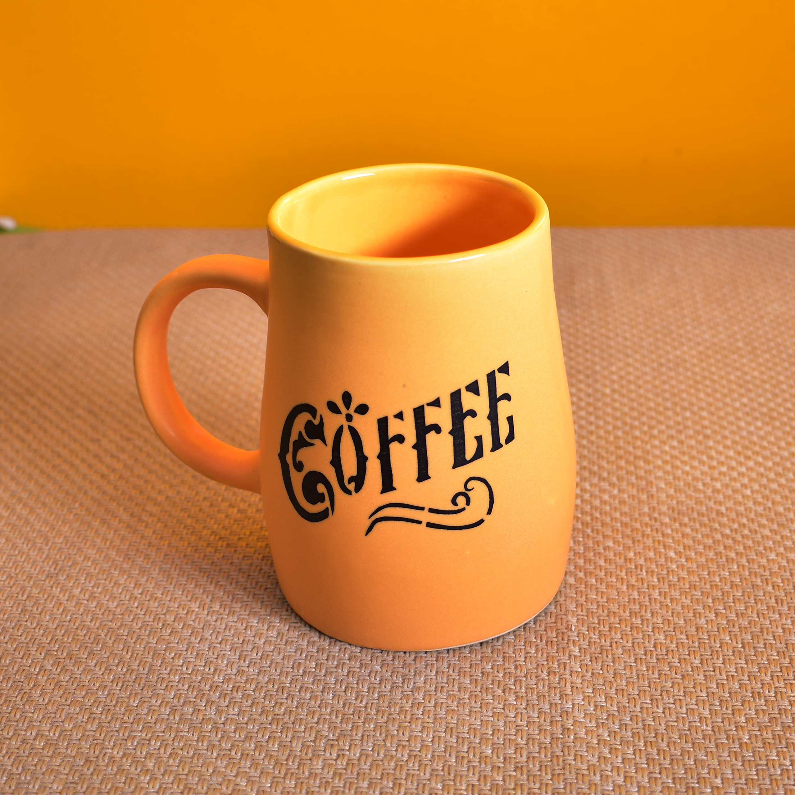 Kunhar Ceramic Milk Mug, Coffee Mug - 4 Pieces, Yellow, 400 ml
