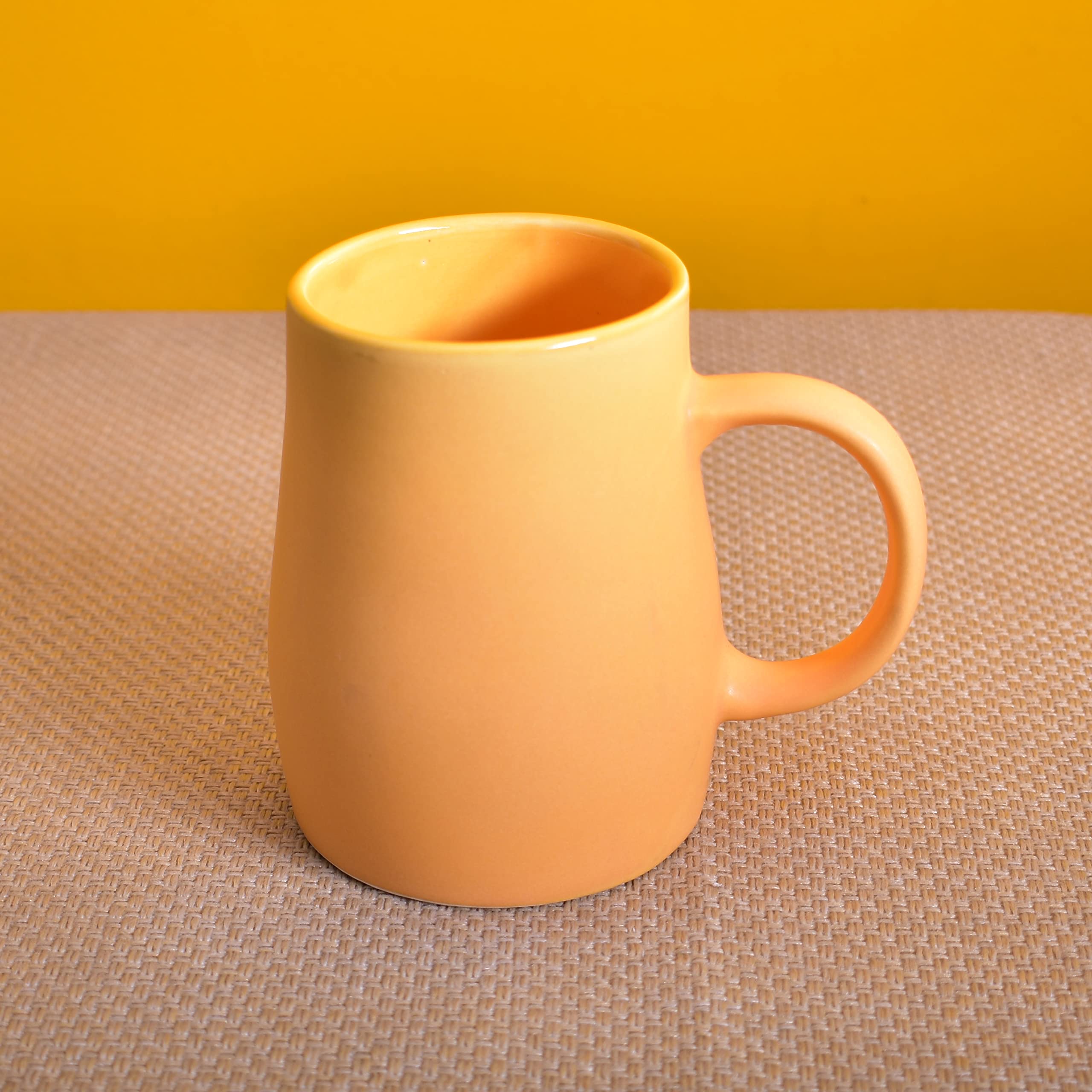 Kunhar Ceramic Milk Mug, Coffee Mug - 4 Pieces, Yellow, 400 ml