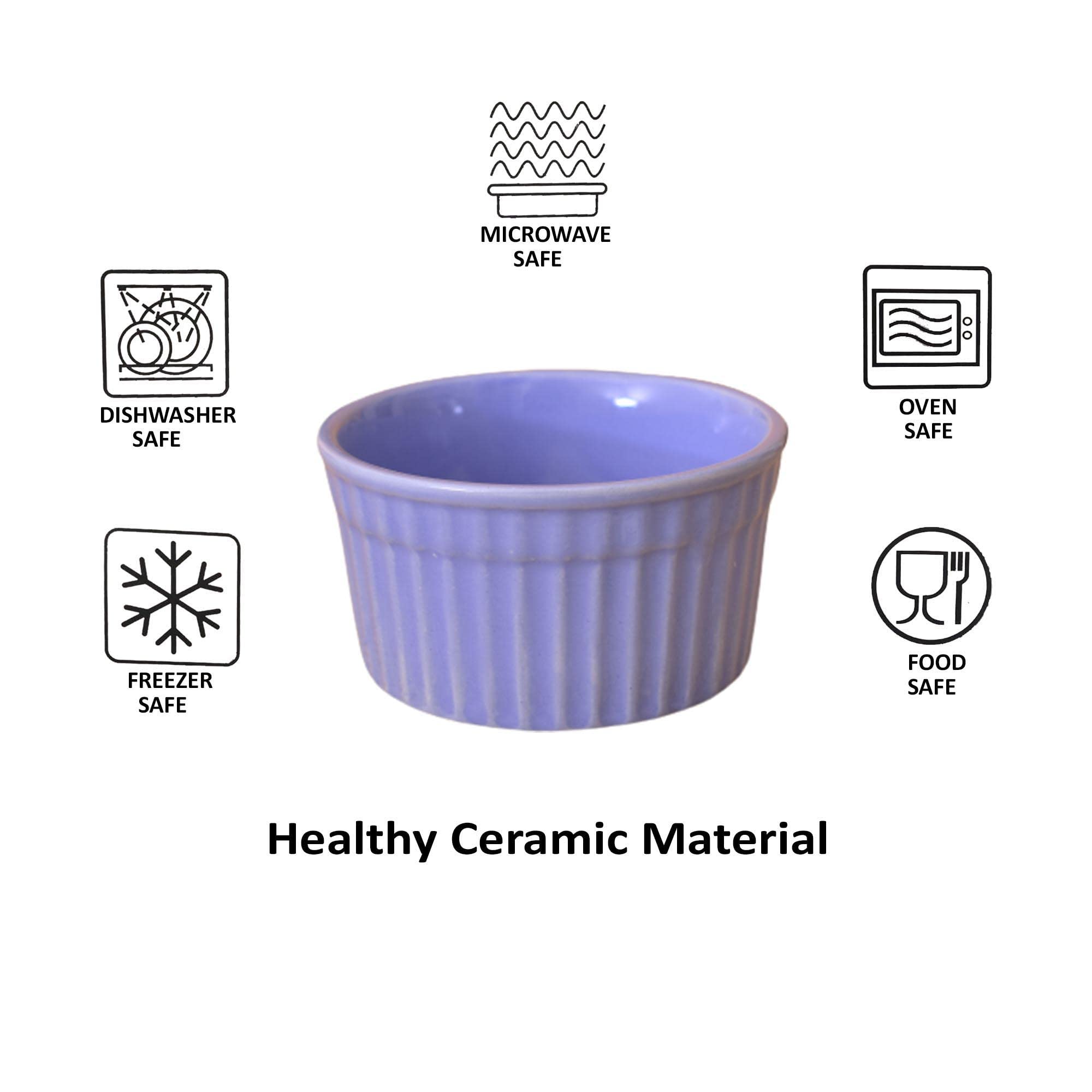 KunhaR Ceramic Ramekin Bowls - 200 ML, 2 Pieces, Lavender Blue